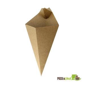8.9 Inch Kraft Paper Cone with Built-In Sauce Cup - Perfect for Ice Cream, Cotton Candy & Snacks at Parties, Events & Food Trucks