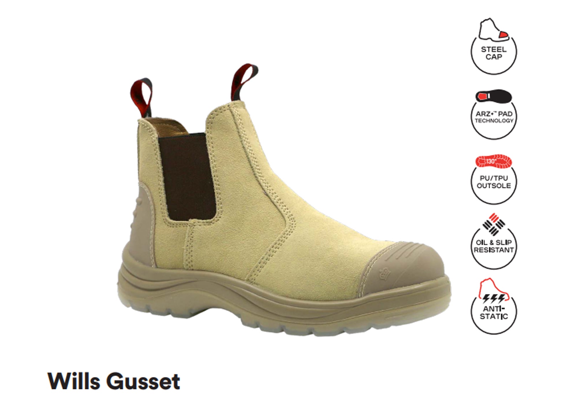 KingGee Wills Suede Men's Comfort Leather Steel Toe Safety Work Boots - Durable & Slip-Resistant for Construction, Warehouse & Outdoor Jobs