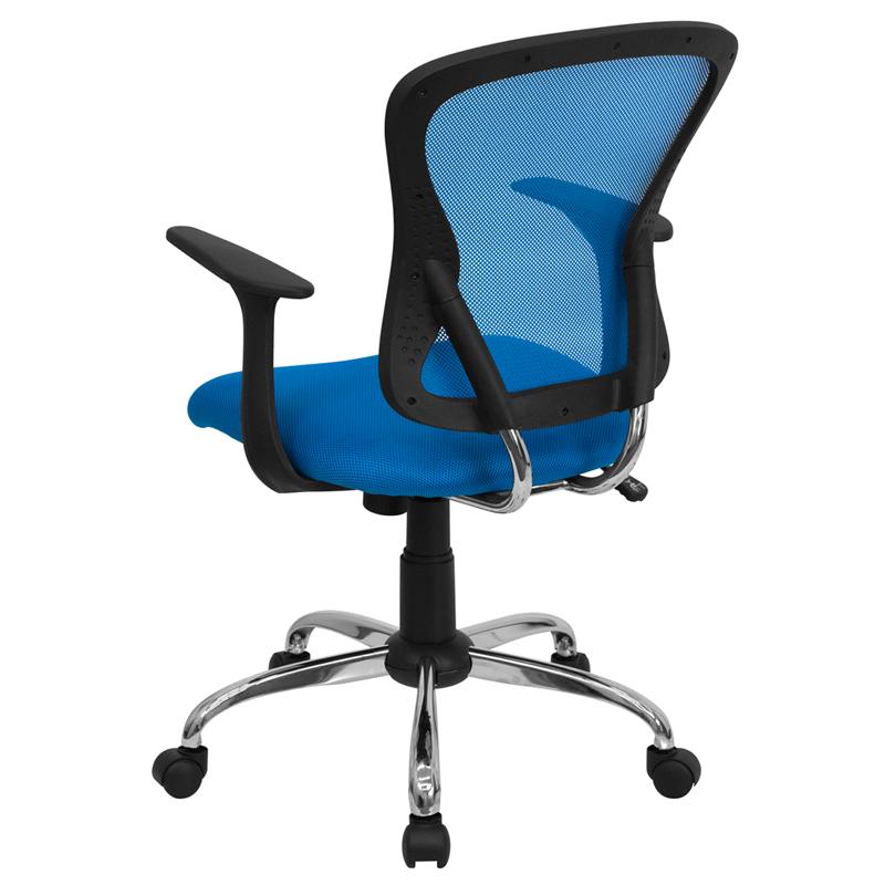 FLASH Alfred Mid Back Black Mesh Swivel Task Office Chair with Chrome Base and Arms - Ergonomic Desk Chair for Home Office, Computer Work & Gaming