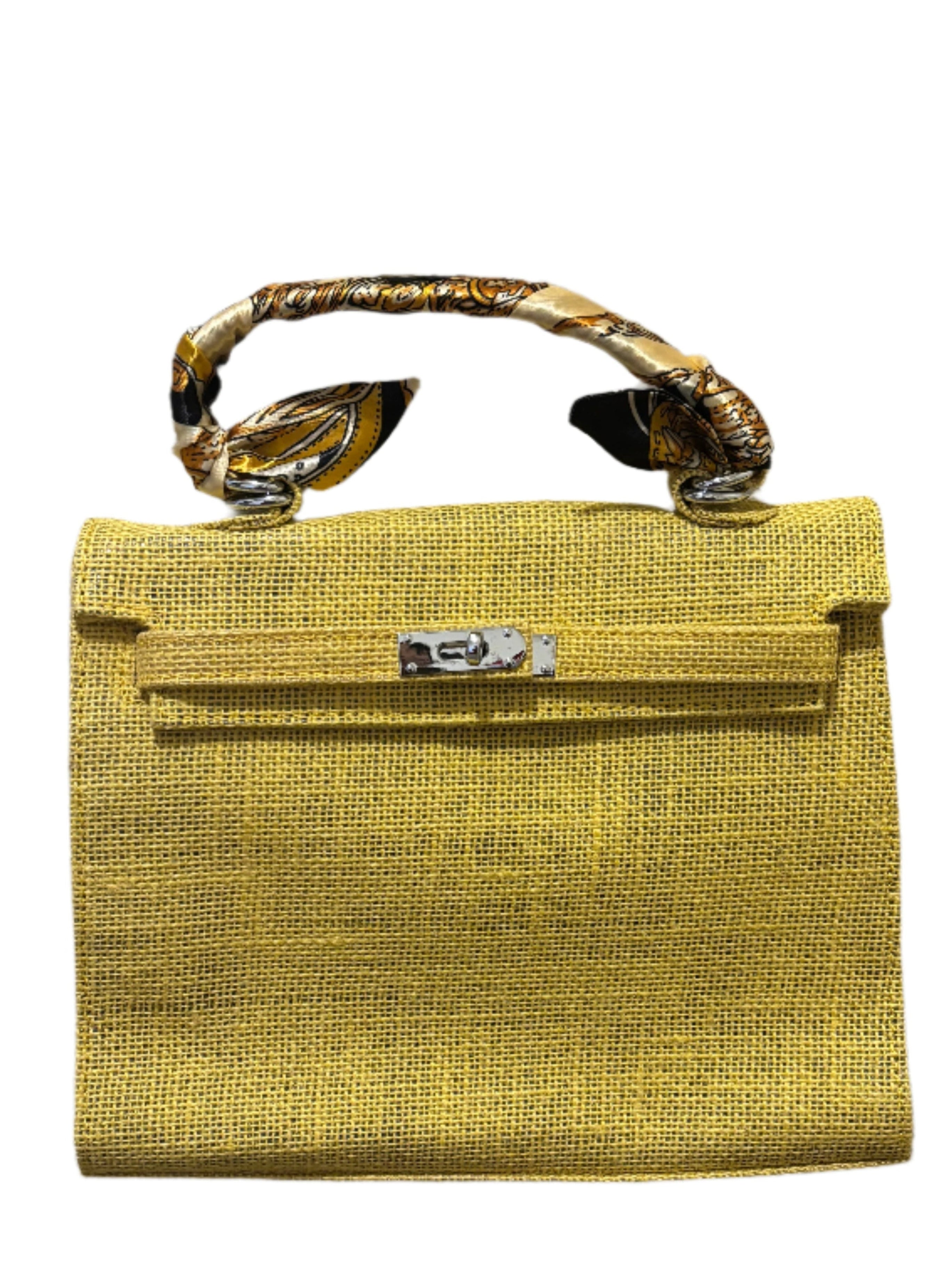 French Style Jute Mini Crossbody Bag for Women - Yellow Eco-Friendly Tote Shoulder Bag | Perfect for Beach, Shopping & Casual Outings
