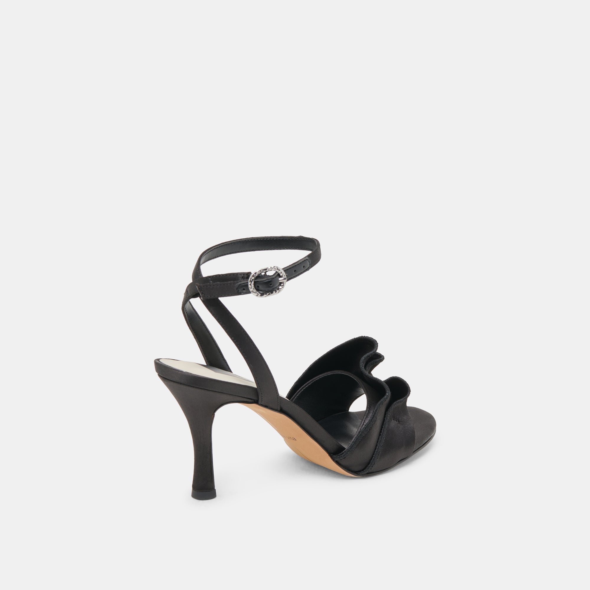LUNETE Black Satin High Heels for Women - Elegant Onyx Evening Shoes for Parties, Weddings & Special Occasions