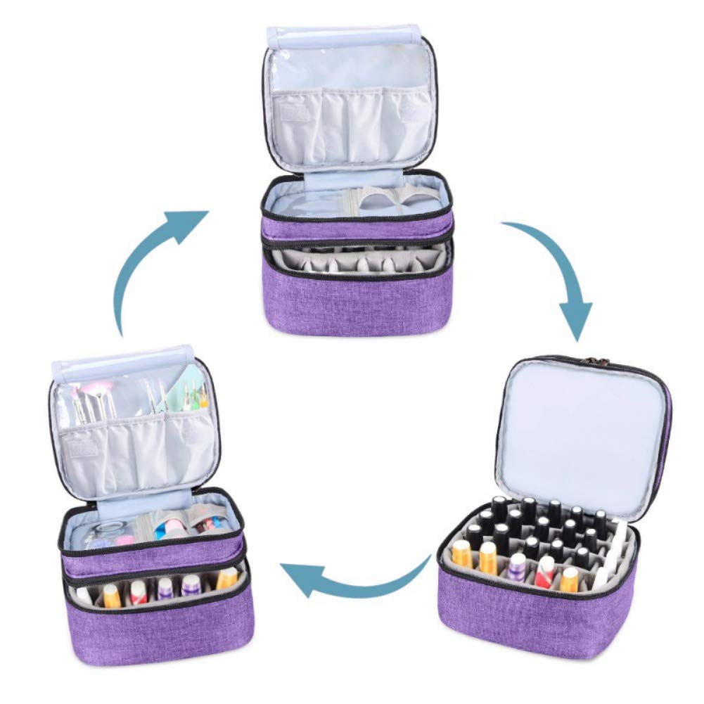 Ochine Double Layer Nail Polish Organizer Case - Holds 30 Bottles (0.5 Fl.Oz) | Portable Manicure Storage Bag for Travel & Home | Durable Nail Polish Carrying Case (Ships from USA) | Perfect for Salon Professionals & DIY Nail Enthusiasts