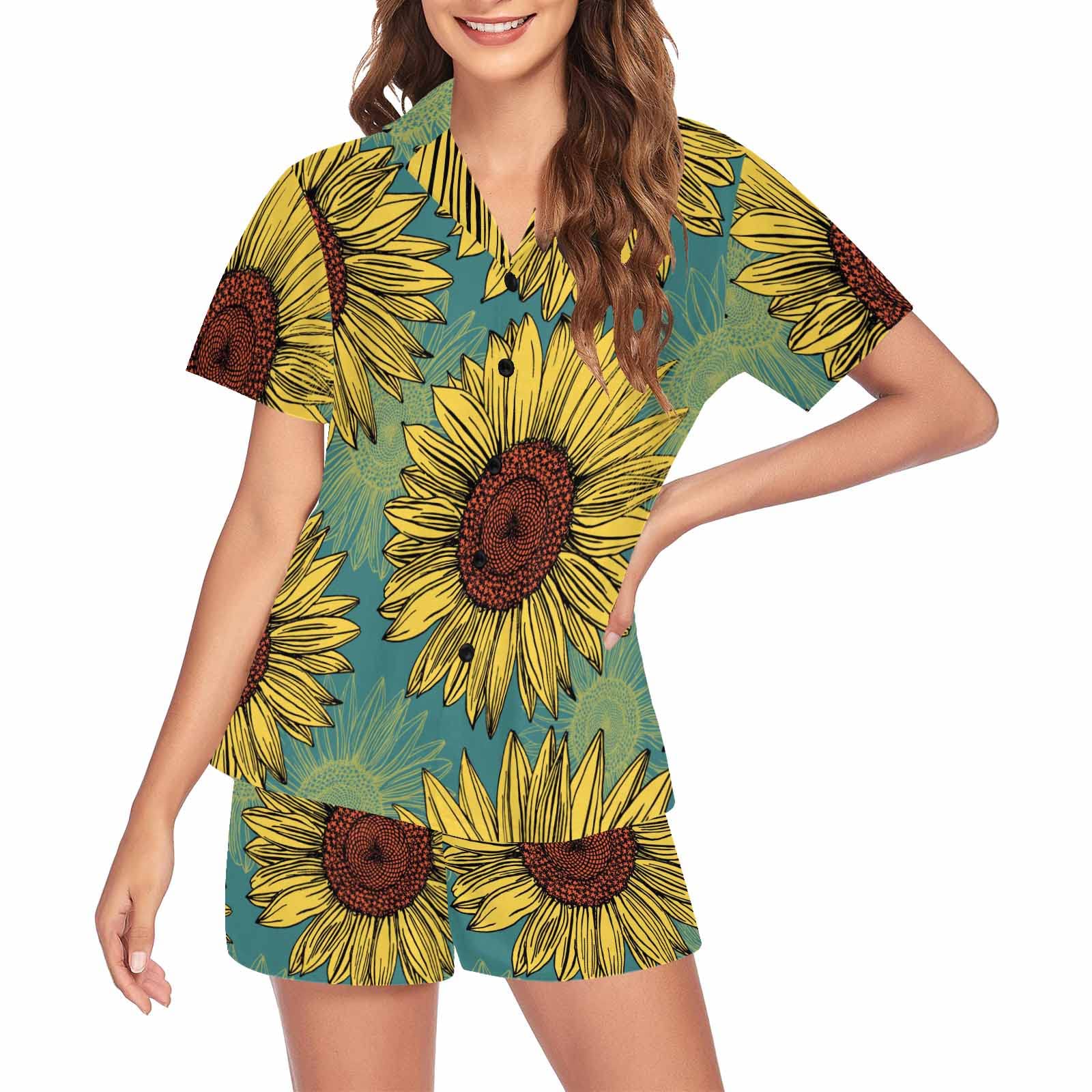 Sunflower Bee Gnome Women's Pajama Set - Sleepwear & Lounge Wear S-XXL for Cozy Nights