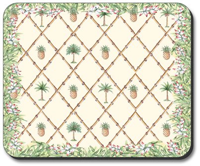 Bahama Pineapple Art Plates - Non-Slip Mouse Pad for Computers & Laptops - Tropical Home & Office Desk Decor