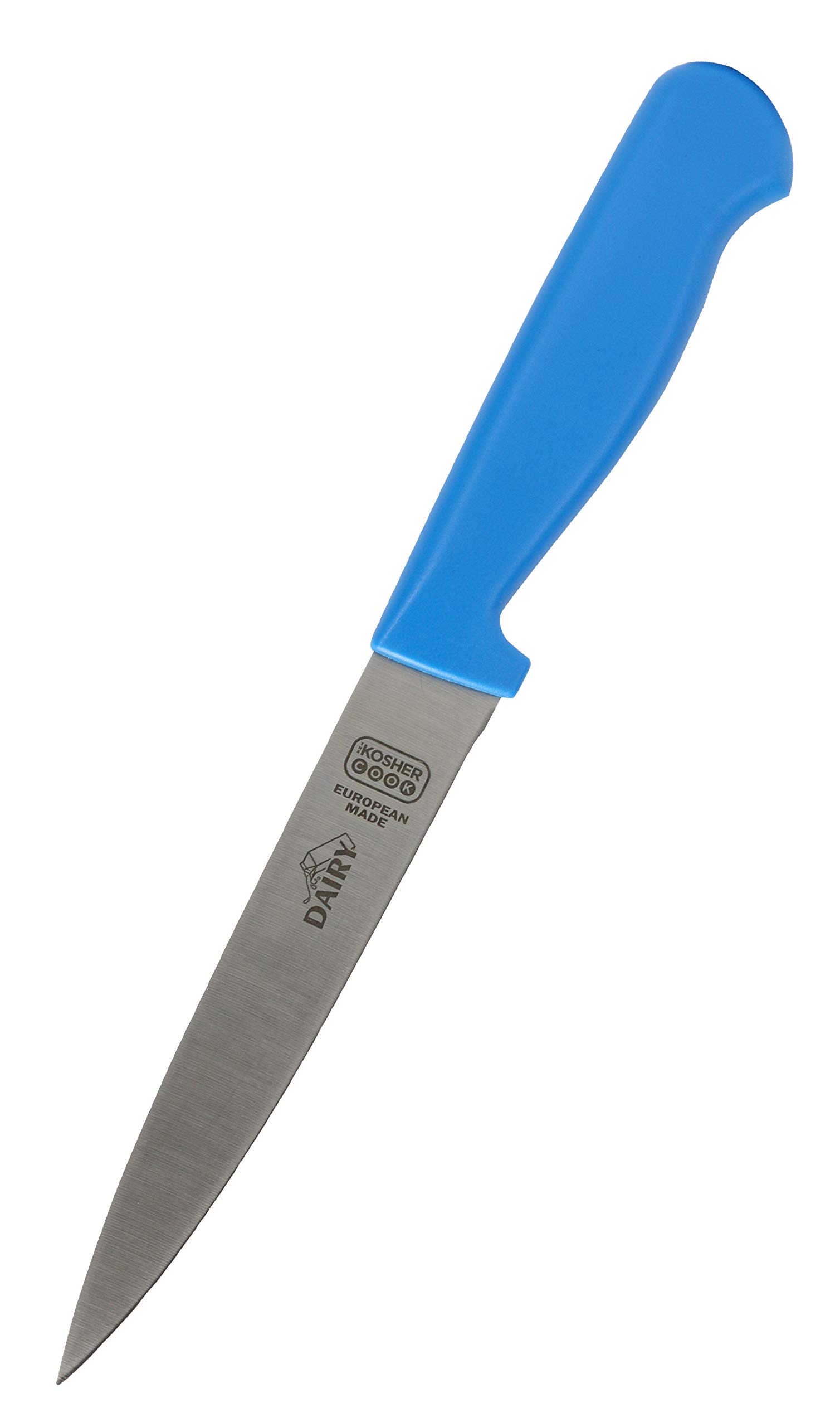 Dairy Blue 6” Kitchen Knife – Razor Sharp Steak and Vegetable Knife with Pointed Tip, Straight Edge – Color Coded Kosher Cook Tools for Precision Cutting and Meal Prep