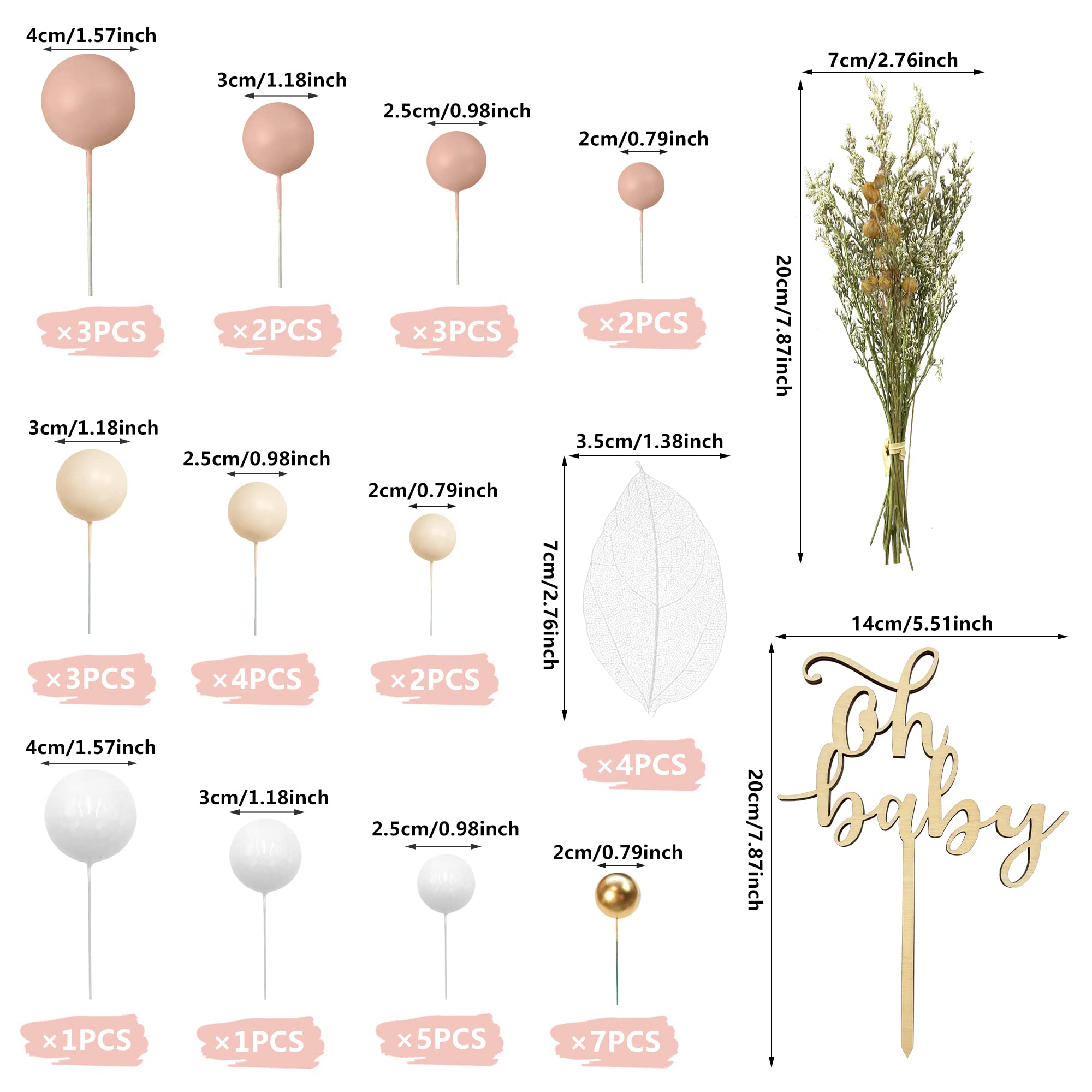 Boho Wooden Cake Topper for Baby Shower, Birthday & Wedding - Gender Reveal Cake Decorations with Natural Wooden Balls - Perfect for Boho Theme Parties, Nursery Decor & Special Celebrations