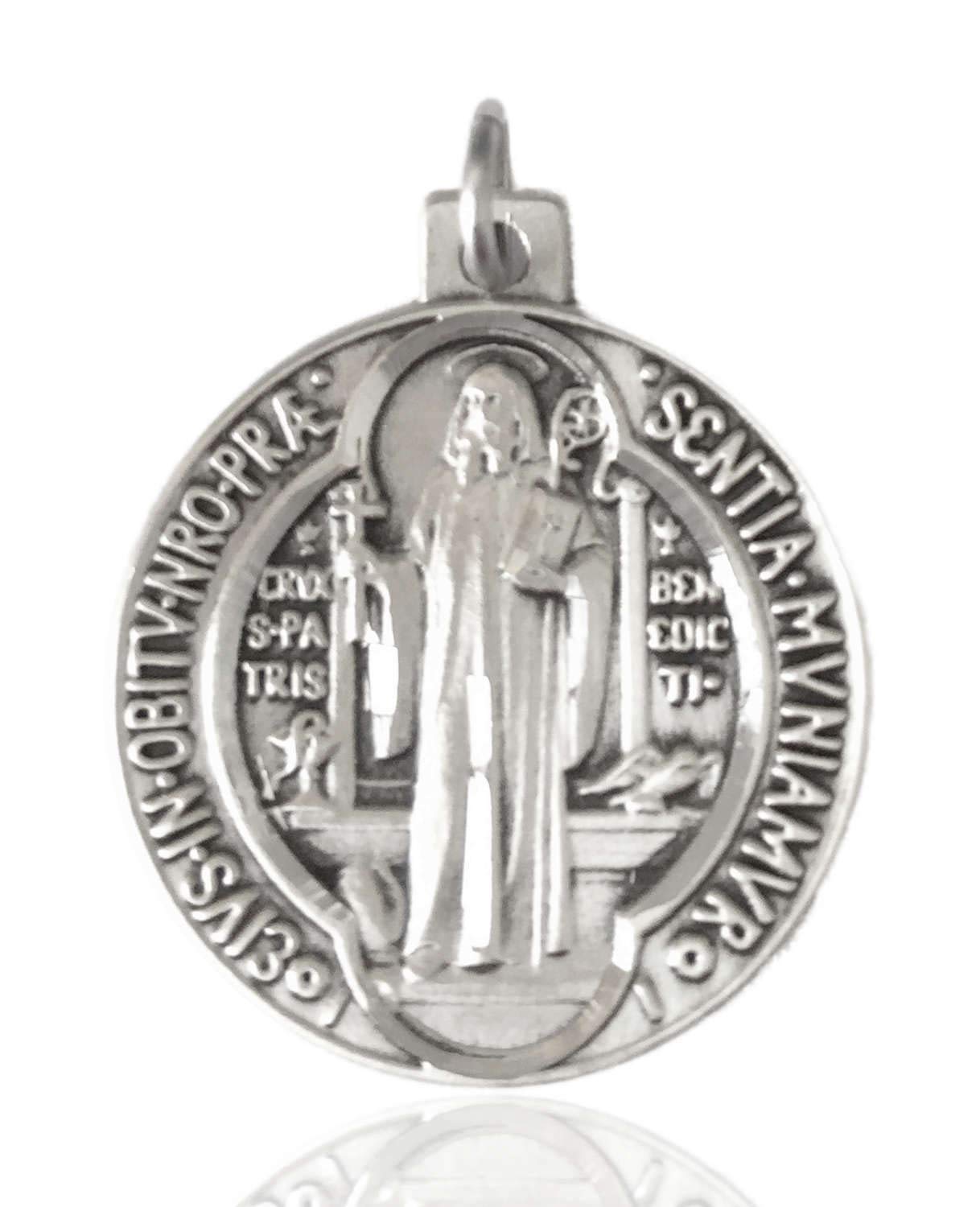 St. Benedict Sterling Silver Coin Medal for Men – USA Made – Choose Your Chain – Perfect for Religious Gifts, Protection & Daily Wear