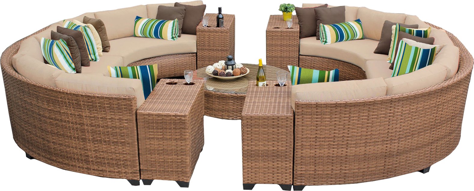 TKC 11-Piece Laguna-11B Outdoor Wicker Patio Furniture Set in Wheat - Perfect for Backyard, Poolside, and Garden Relaxation
