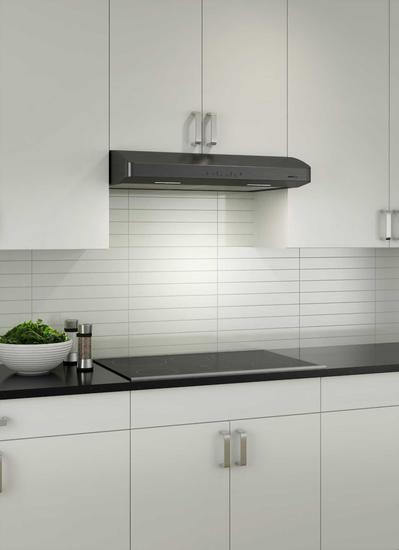 Broan 36-Inch Black Stainless Steel Range Hood - 650 CFM Under Cabinet Kitchen Ventilation System for Smoke & Odor Removal - Perfect for Modern Kitchens & Cooking Areas