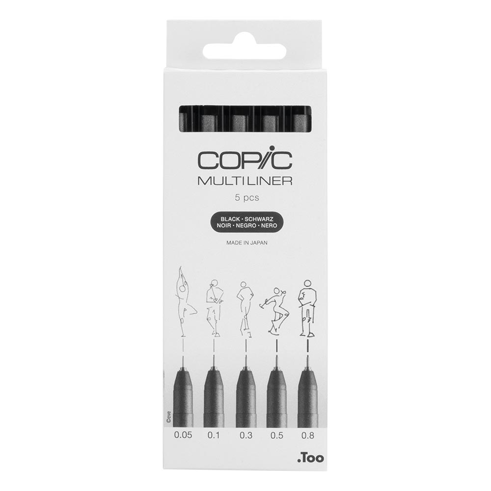 Copic MultiLiner Black Drawing Pen Set - 5 Fine Line Art Markers for Sketching, Illustration & Comic Art - Perfect for Artists, Designers & Crafters
