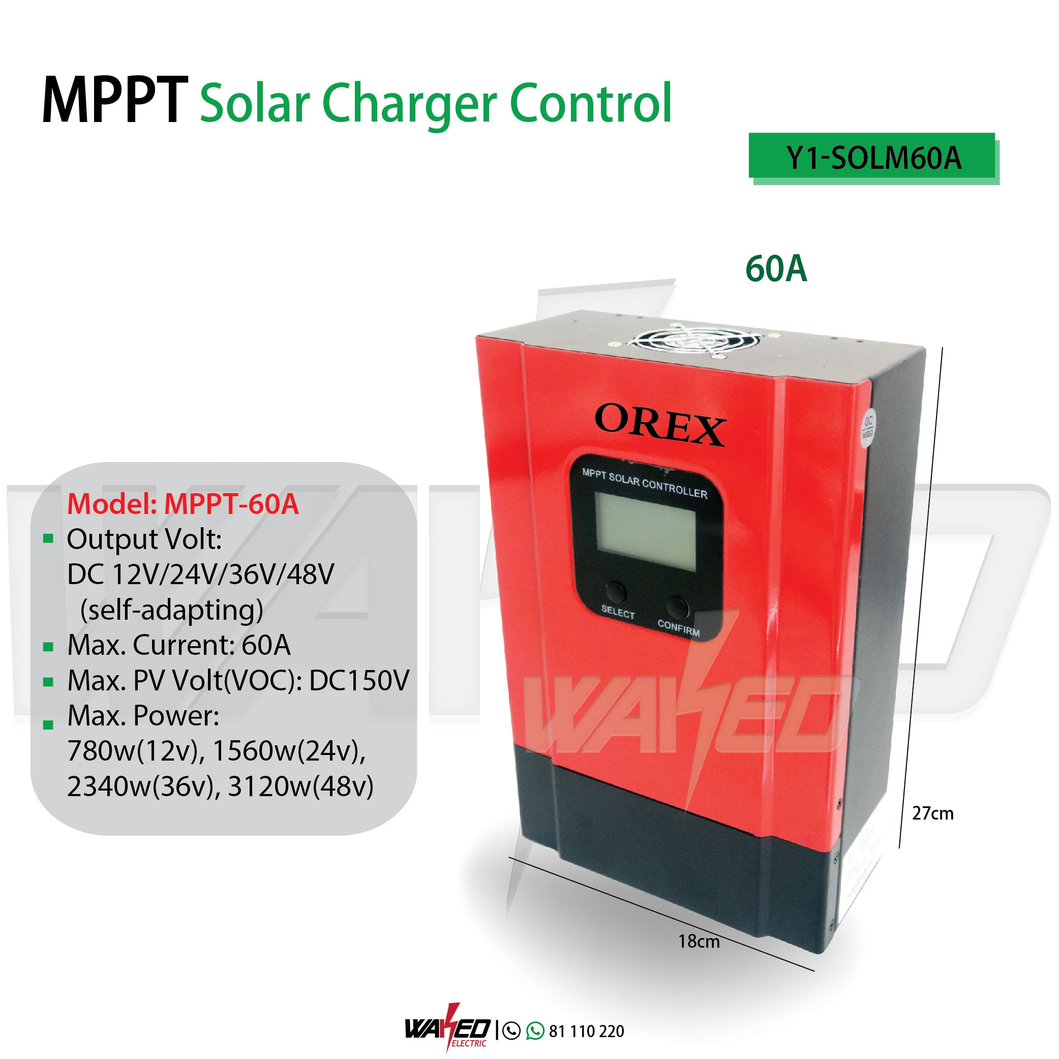 60A MPPT Solar Charge Controller for RV, Boat, Off-Grid System - OREX High Efficiency Solar Panel Regulator for 12V/24V Batteries | Perfect for Camping, Marine & Home Solar Power