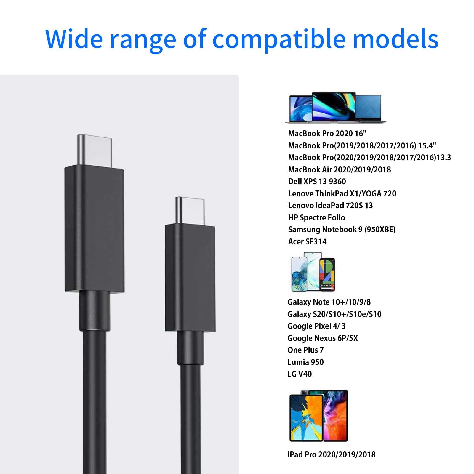 100W USB C to USB C Fast Charging Cable (3.28ft/1m) - Compatible with iPhone 15 Series, MacBook Pro, iPad Pro, Samsung Galaxy S24/S23/S22 Ultra - High-Speed Data Sync & PD Charging for Home, Office & Travel - Durable Nylon Braided Black Cable