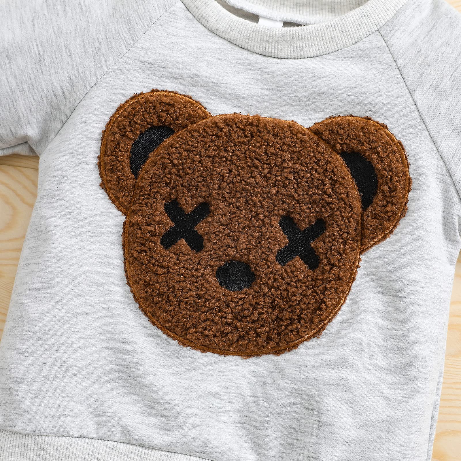 Carolilly 2-Piece Newborn Baby Boy Outfit - Soft Hooded Bear Sweatshirt & Elastic Waist Pants with Pockets | Cozy Winter Tracksuit Set for Toddlers | Perfect for Playdates, Family Photos & Daily Wear