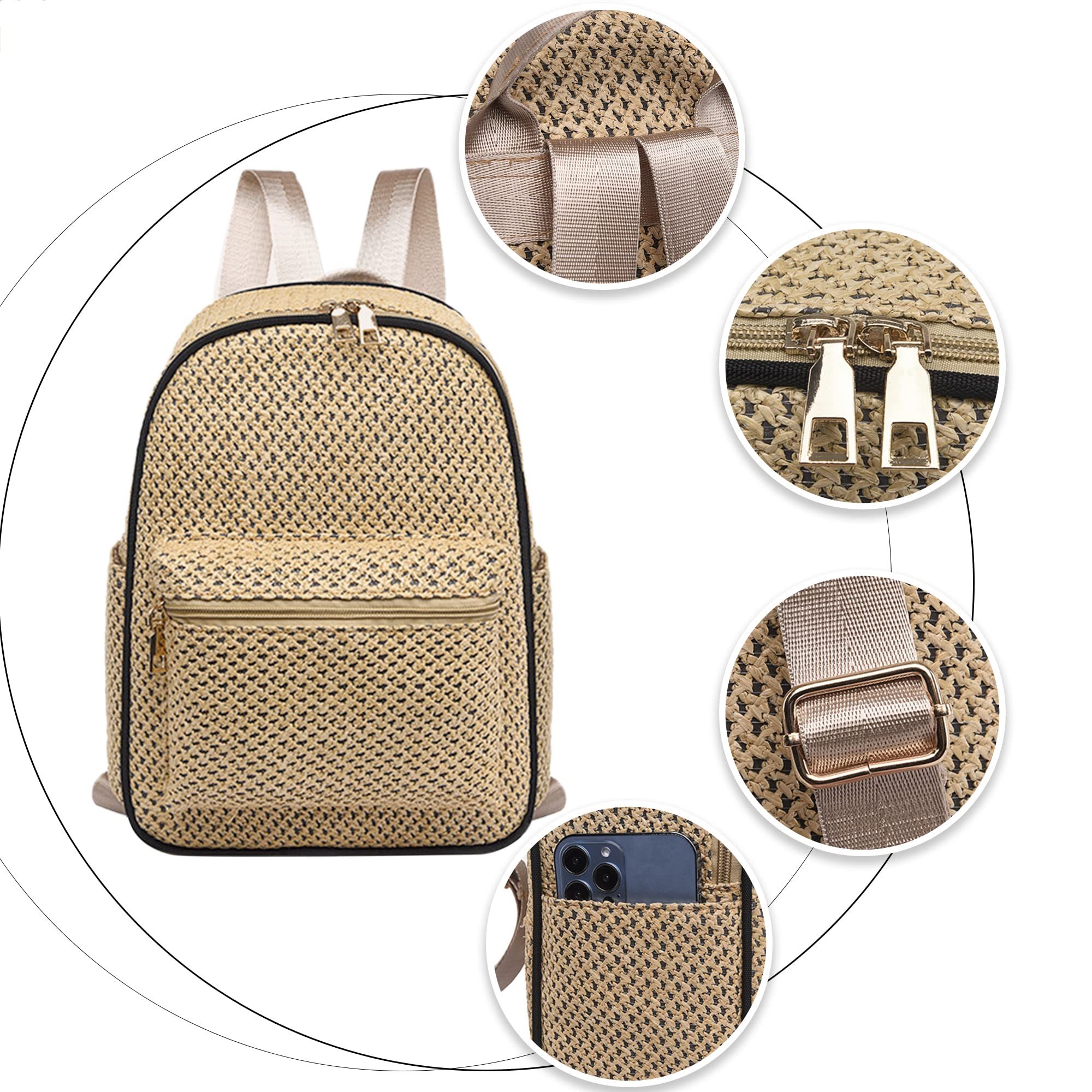 ZLM Handwoven Straw Backpack - Women's Bohemian Beach Bag for Travel & Shopping