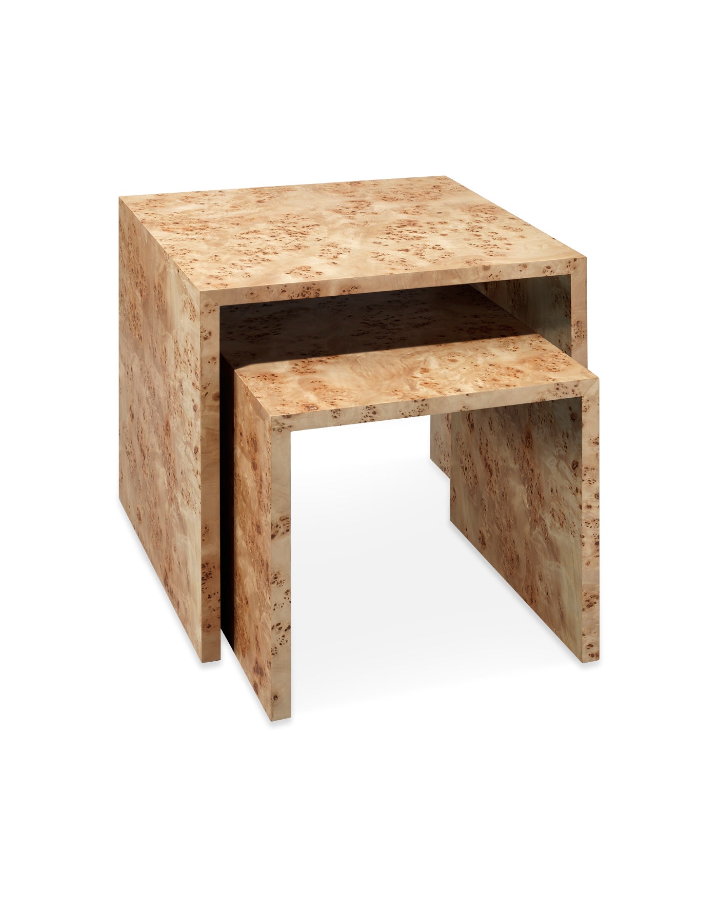 Natural Wood Bedford Nesting Tables Set of 2 - Modern Side End Tables for Living Room, Bedroom, or Office - Space Saving Furniture for Small Spaces