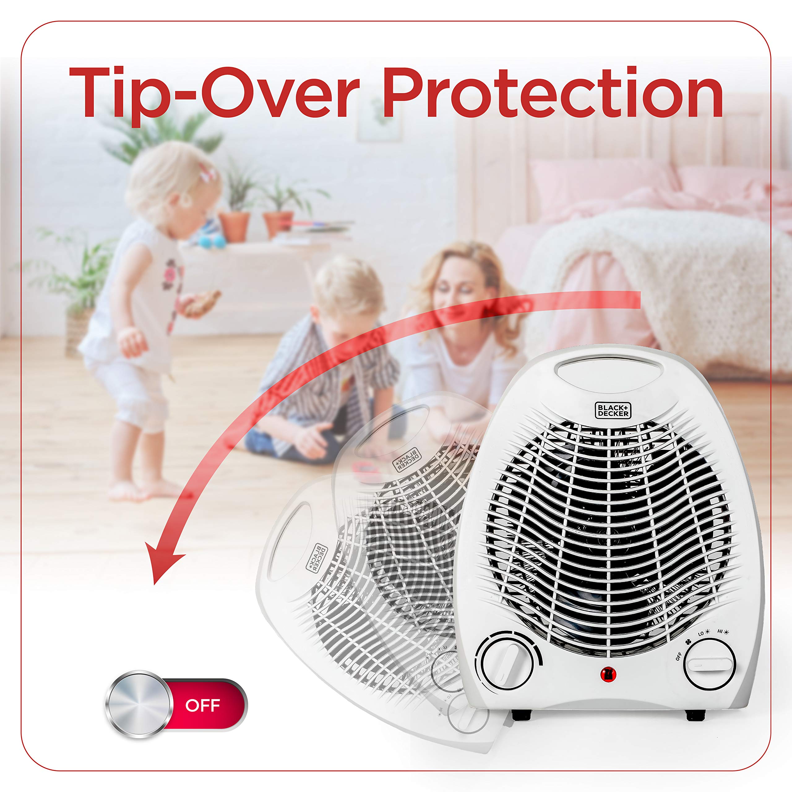 BLACK+DECKER Portable Space Heater for Office & Home - 3 Heat Settings, Adjustable Thermostat, Compact Personal Heater (Black/White) - Perfect for Desk, Bedroom & Small Spaces Warmth