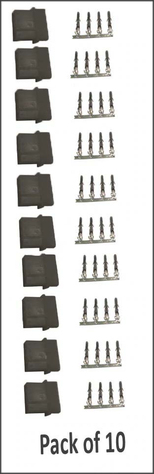 4 Pin Molex Female Housing with Male Pins (Black) - Molex AMP MATE-N-LOK 1-480426-0 Power Connector - Perfect for PC Power Supply, DIY Electronics & Industrial Applications