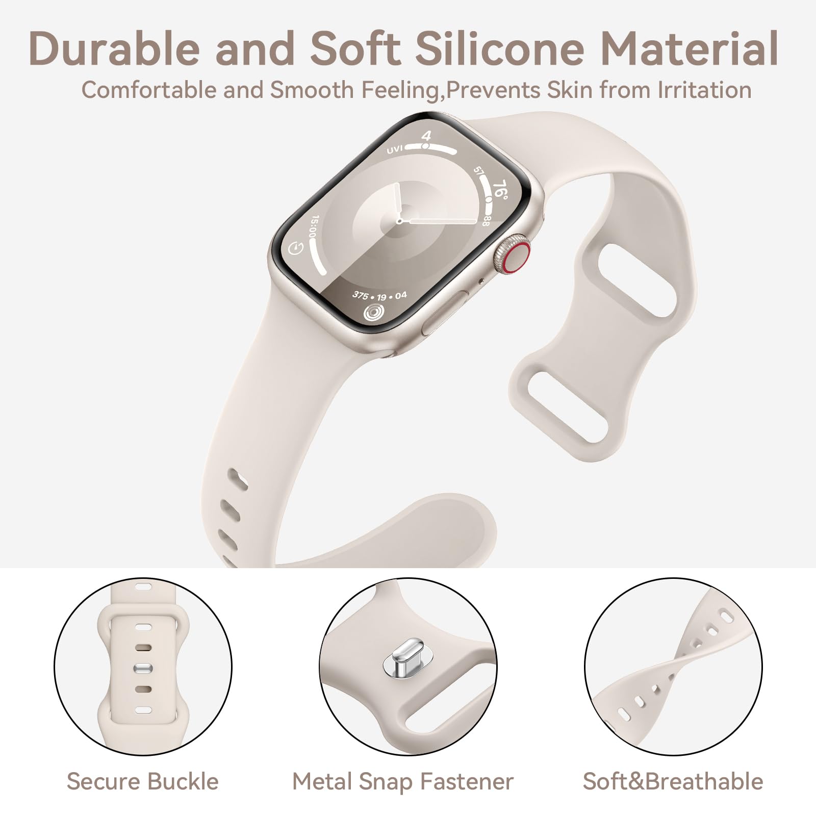 4 Pack Sport Bands Compatible with Apple Watch Series 9/8/7/6/5/4/3/2/1/SE - Soft Silicone Waterproof Watch Strap for Women & Men 38mm 40mm 41mm 42mm 44mm 45mm 49mm - Perfect for Running, Swimming & Fitness Activities