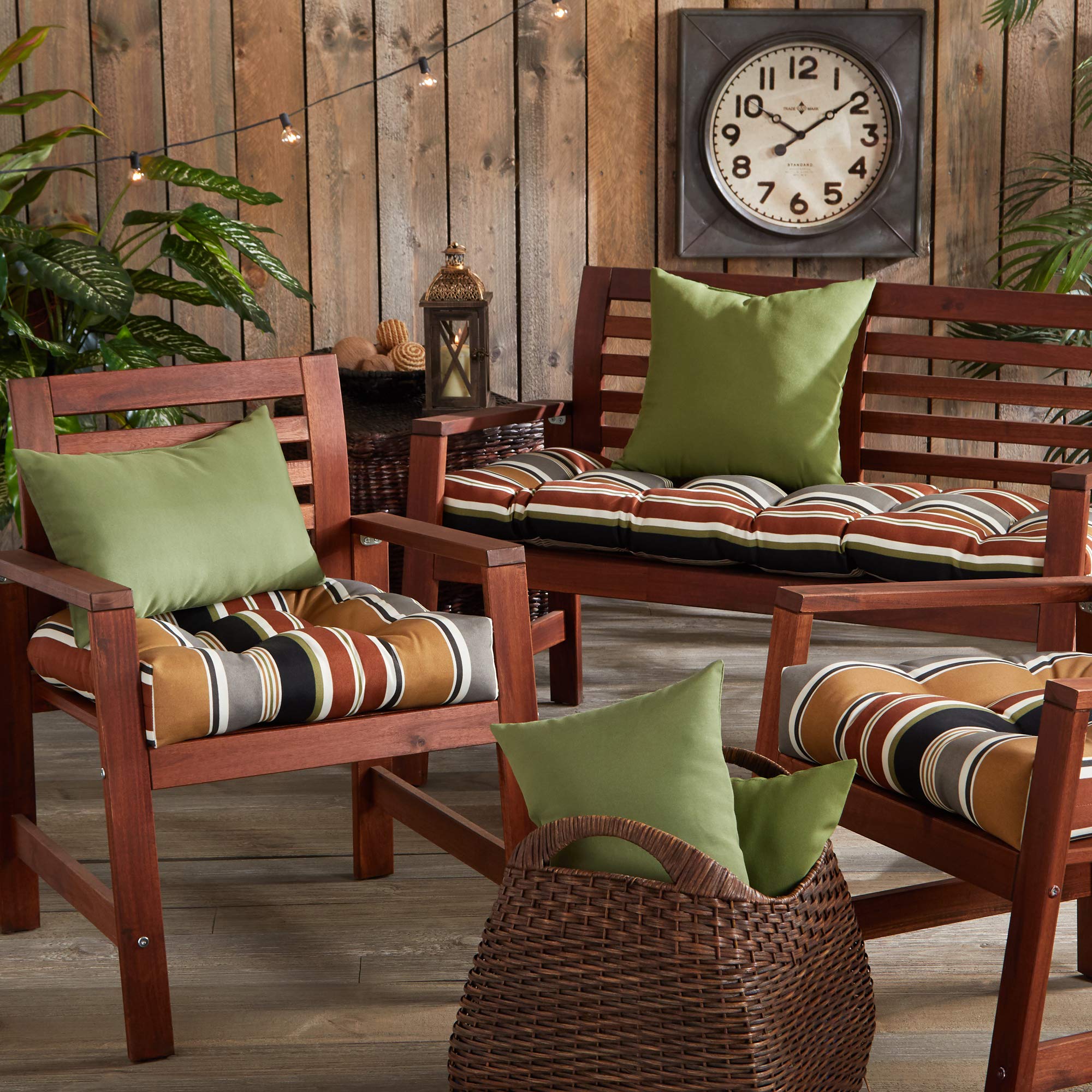 Greendale Home Fashions 51x18-inch Outdoor Bench Cushion Set of 1 - Espresso Stripe Design - Water-Resistant & UV-Protected - Perfect for Patio, Deck, or Garden Furniture