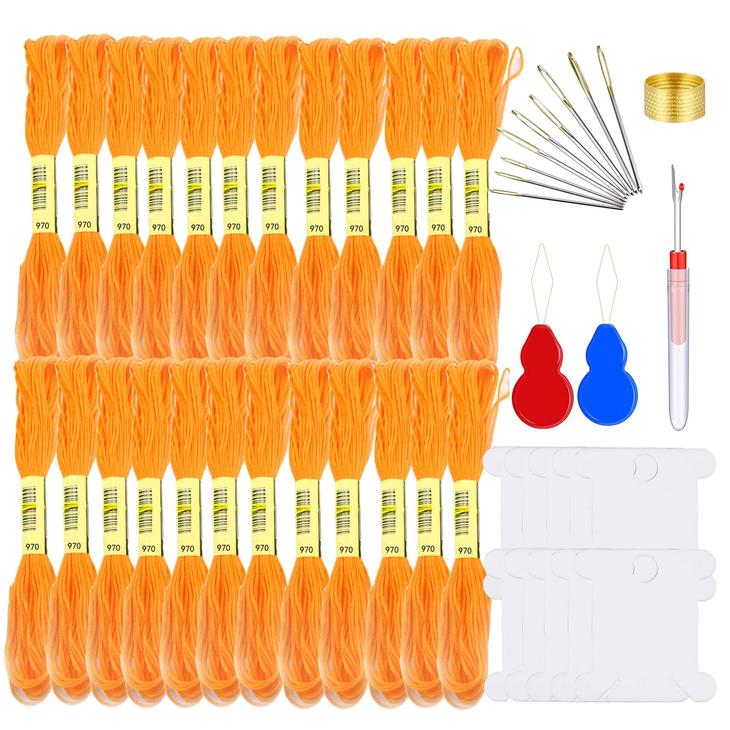 Premium Embroidery Floss Kit - 24 Skeins High-Quality Cross Stitch Thread for Knitting, Embroidery & DIY Crafts (Orange) | Perfect for Handmade Gifts, Home Decor & Scrapbooking Projects