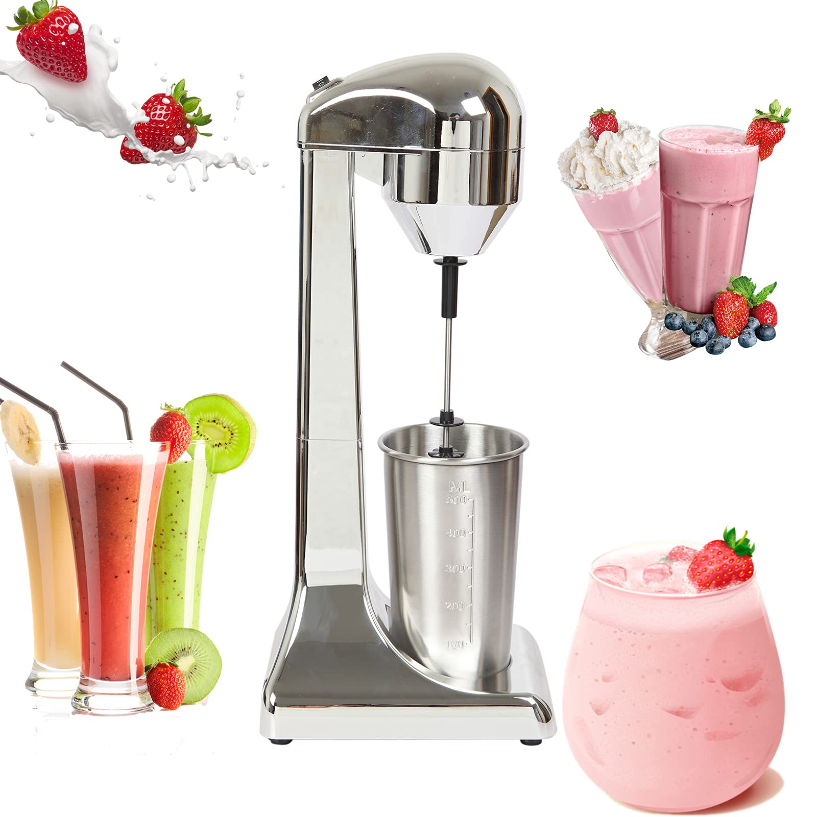 500ml Electric Milkshake Maker Machine - 100W High Power Commercial & Household Blender for Juice, Fruit, Ice, Milk Tea - 110V 23000RPM - Perfect for Smoothies, Shakes, and Beverage Shops
