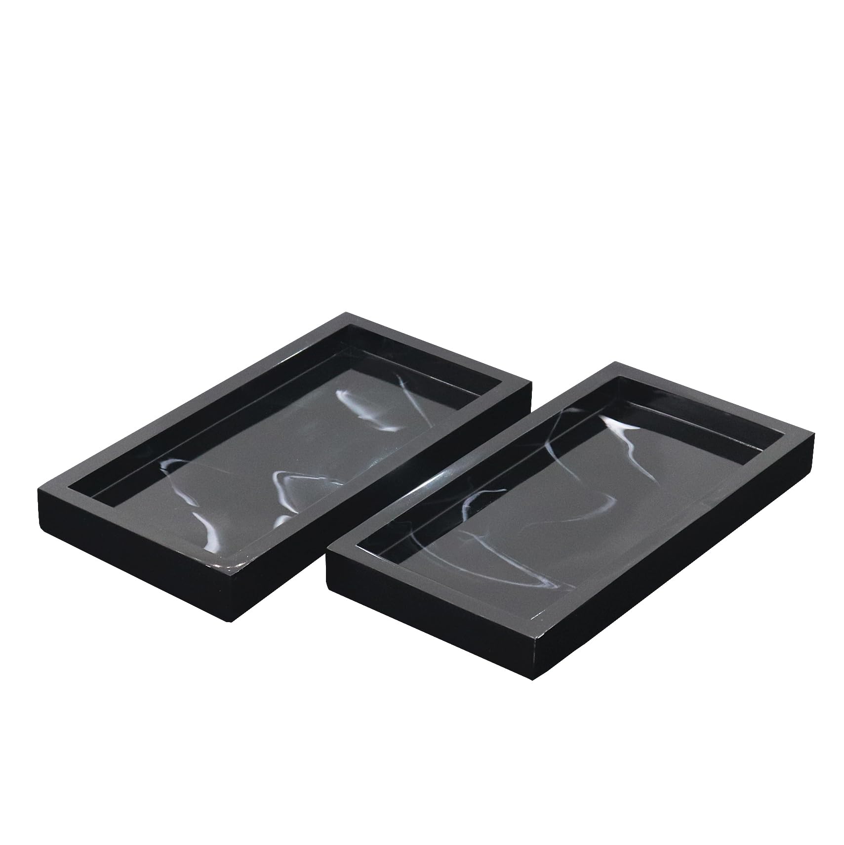 Black Marble Bathroom Vanity Tray - Elegant Resin Countertop Organizer for Toilet Tank | Perfect for Makeup, Jewelry & Bath Essentials Storage in Modern Bathrooms