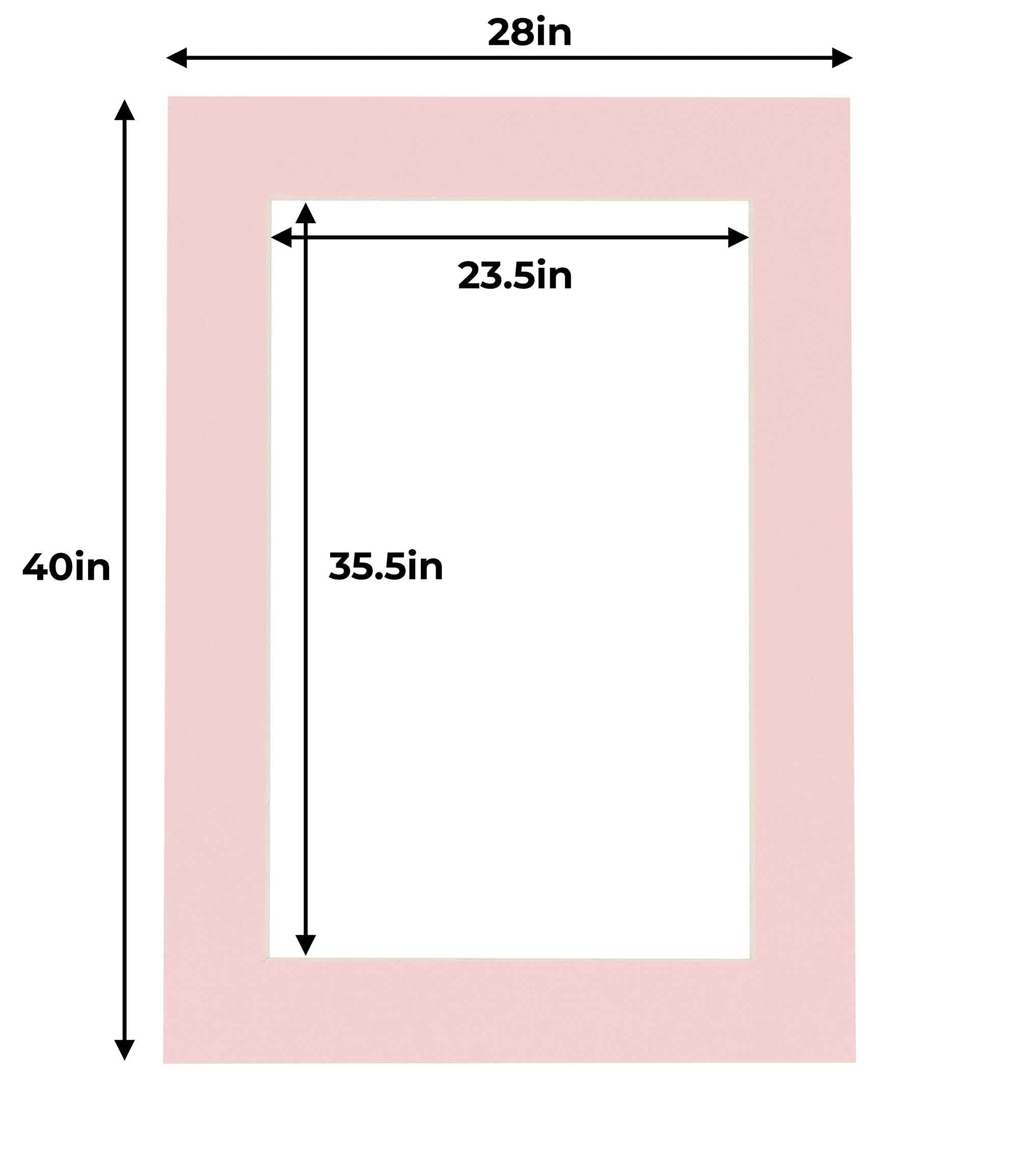24x36 Acid-Free Soft Pink Precut Mat Board - Perfect Fit for 28x40 Picture Frames | Premium Photo Mat for Family Portraits, Artwork, Show Kits & Framing | Ideal for Home Decor, Galleries & Professional Displays (Pack of 1)