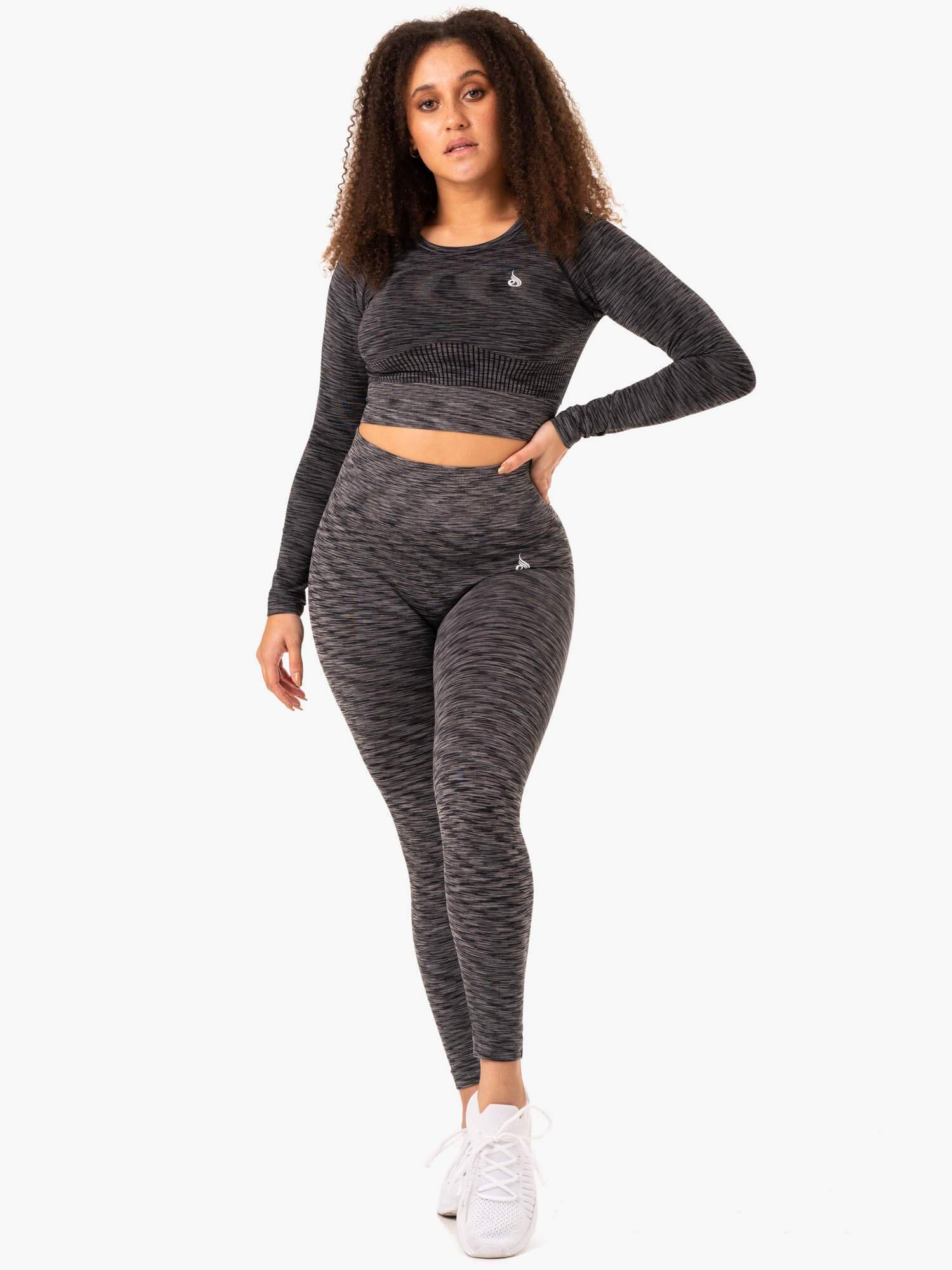 Evolve Seamless Long Sleeve Top for Women - Soft Stretchy Workout Shirt, Yoga & Gym Essential - Black