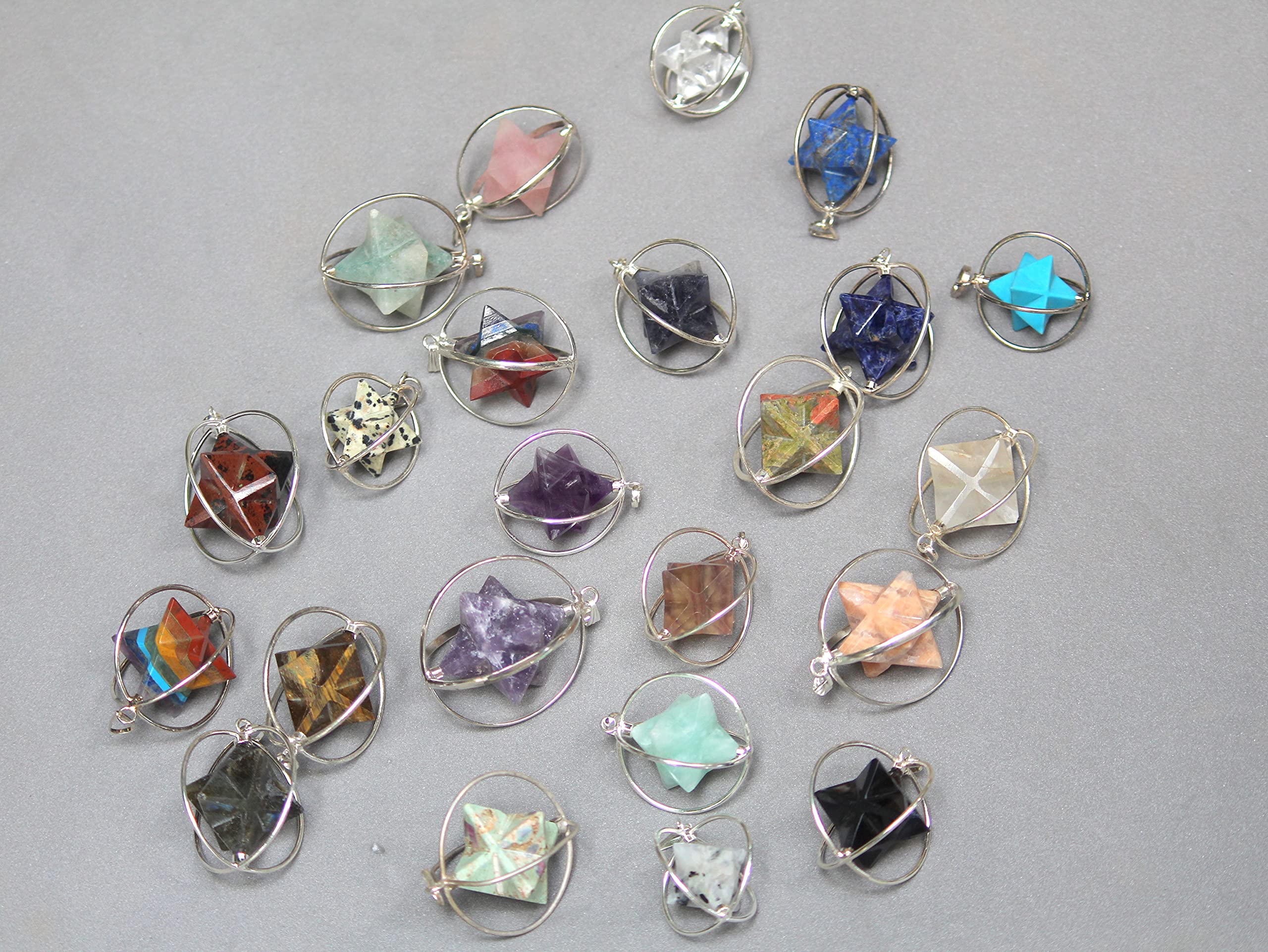 Authentic Spinning Merkaba Pendant Necklace - 1.5 to 1.8 Inch Healing Chakra Jewelry for Women & Men - Natural Stone Meditation Amulet for Energy Balancing & Spiritual Protection