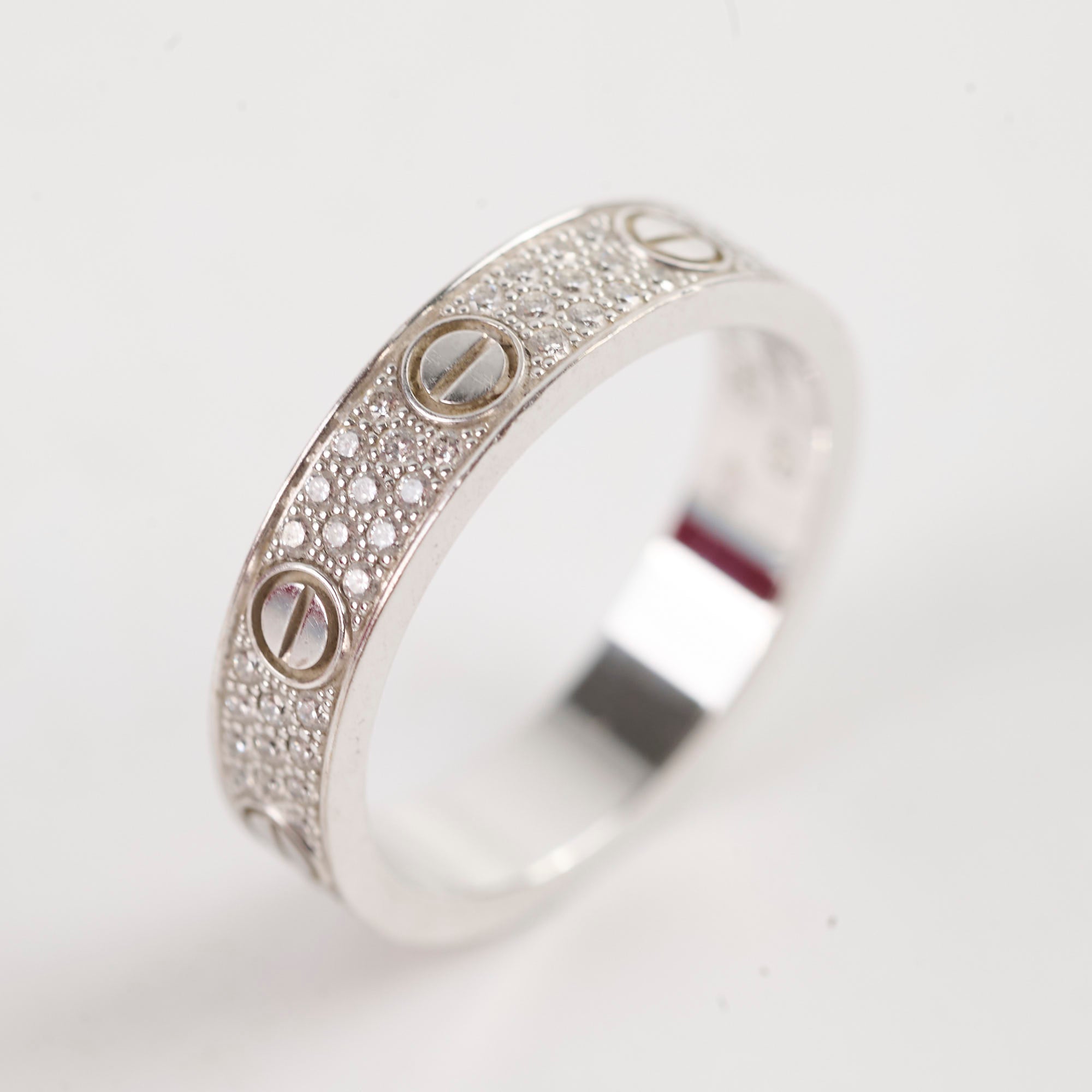 Cartier Pave Diamond White Gold Ring - Size 4.9 | Luxury Wedding Band, Anniversary Gift for Her | Perfect for Engagements, Proposals & Special Occasions