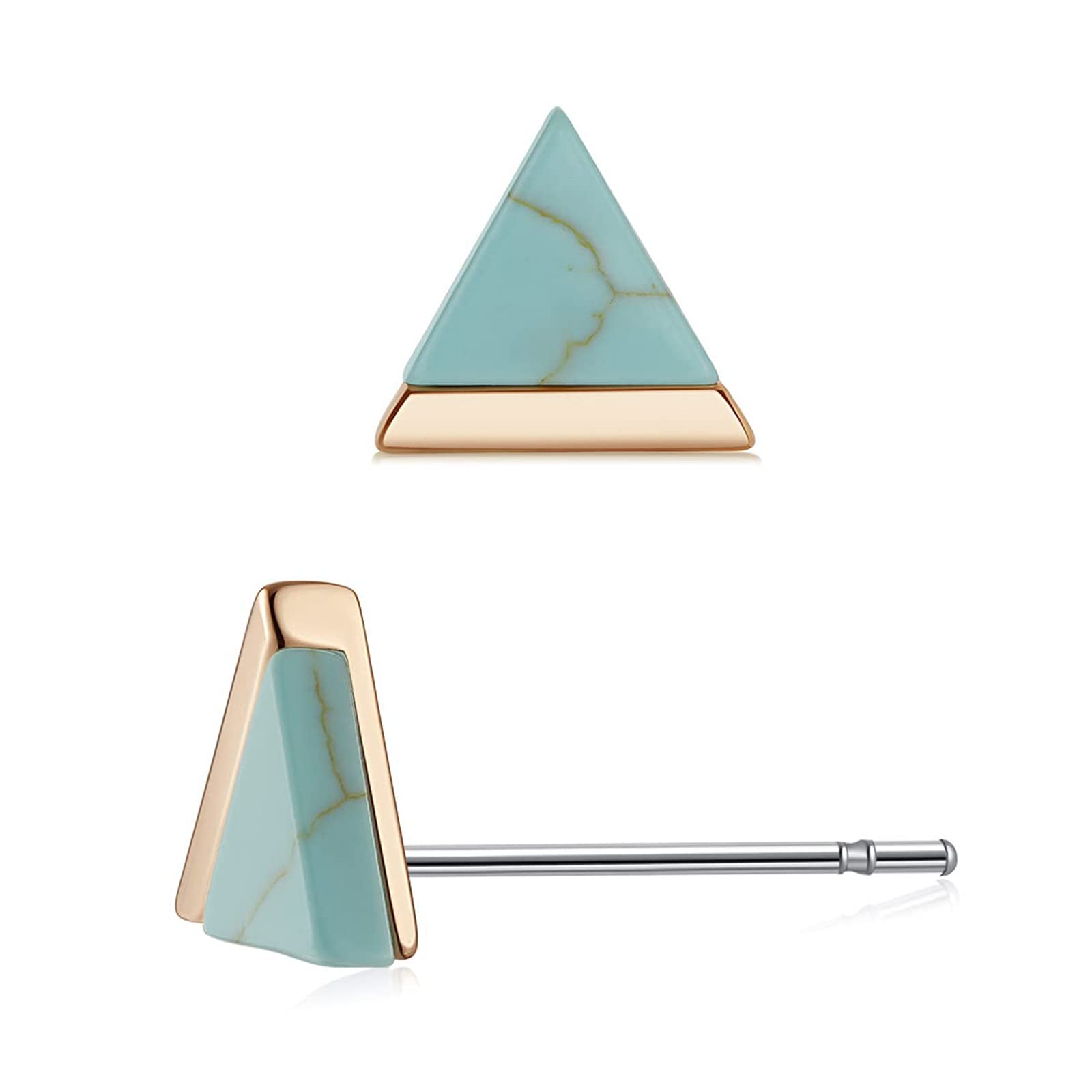 14K Gold Plated Turquoise Stud Earrings for Women - Hypoallergenic Minimalist Geometric Jewelry | Perfect Gift for Girls, Everyday Wear & Special Occasions