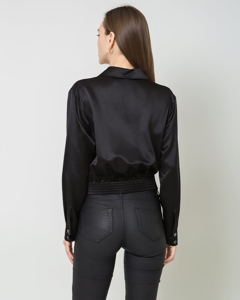 Elegant Hem Pleated Silk Blouse for Women - Luxury Silk Top for Office, Party & Special Occasions