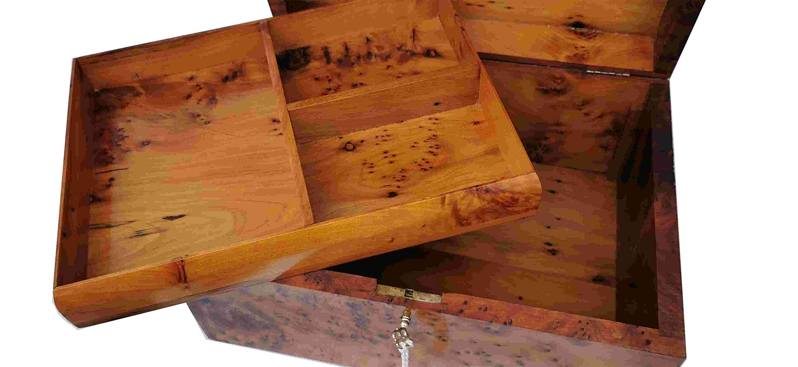 Handmade Thuya Burl Wood Jewelry Box 12x8x4.7 Inches - Luxury Cufflinks Storage & Gift Box for Women | Perfect for Jewelry Organization, Wedding Gifts & Home Decor