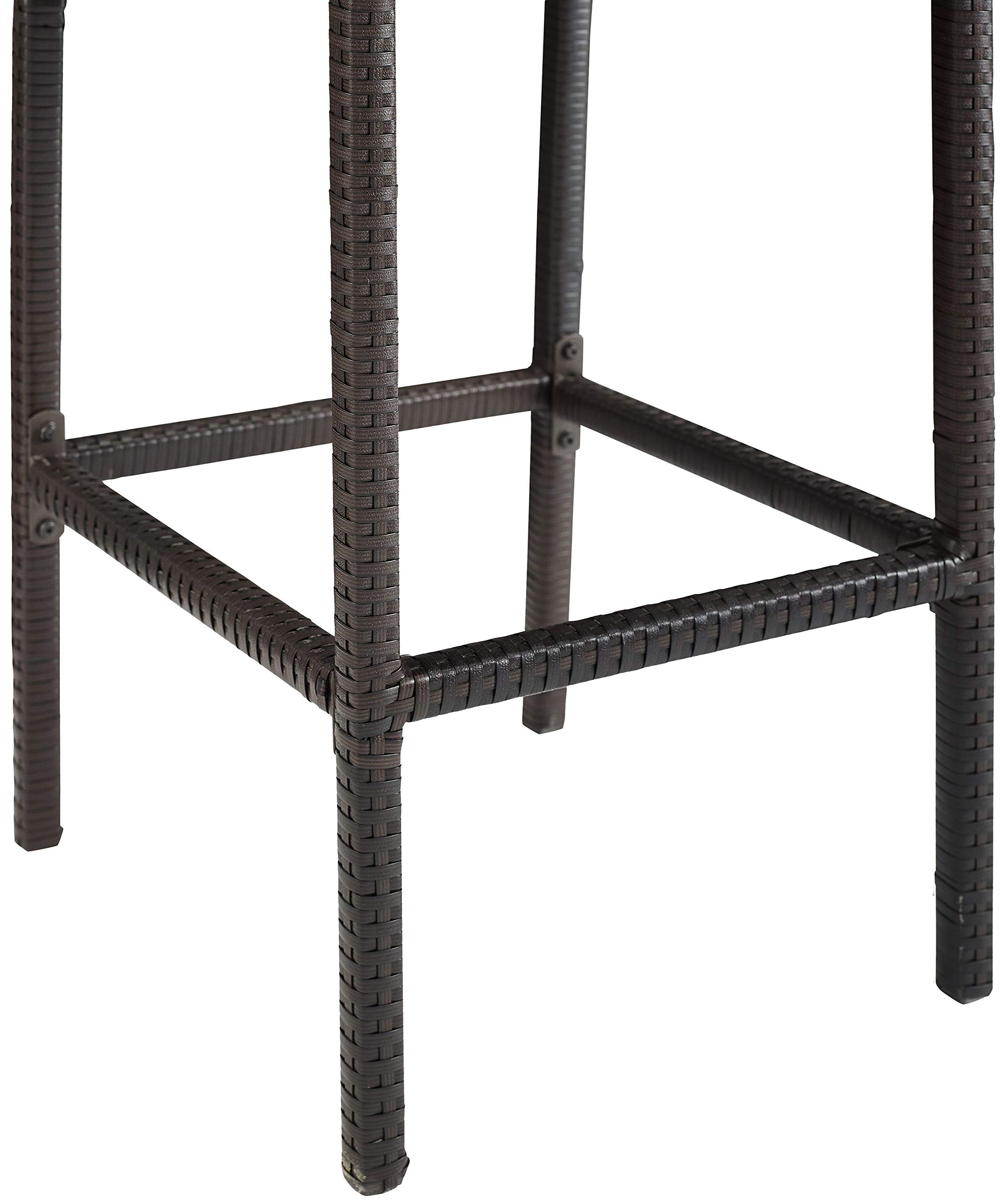 Crosley Furniture Palm Harbor Wicker Outdoor Bar Stools Set of 2 - Brown with Gray Cushion - Patio, Backyard & Balcony Bar Stools for Outdoor Entertaining & Dining