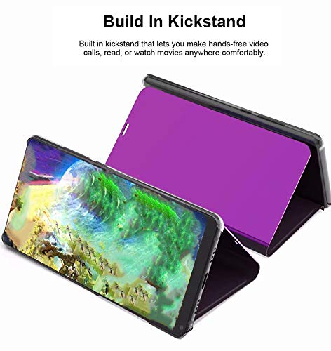 Premium Luxury Mirror Flip Case for iPhone 11 (6.1 Inch 2019 Model) - Translucent View Window, Electroplated PC Cover with Full Body Protection & Anti-Scratch Design - Purple | Perfect for Business Meetings, Parties & Everyday Use