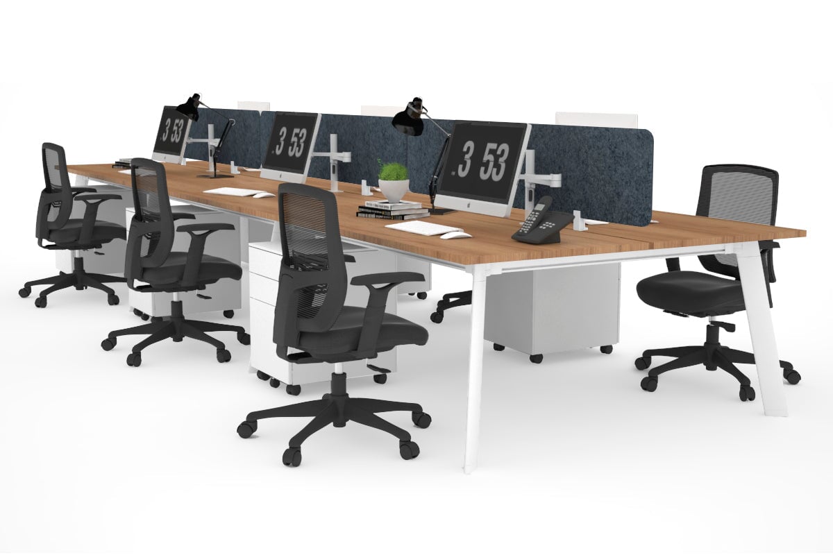 6-Person Switch Workstation with White Frame - 1200L x 700W Dimensions - Ideal for Office, Conference Room, or Collaborative Workspace