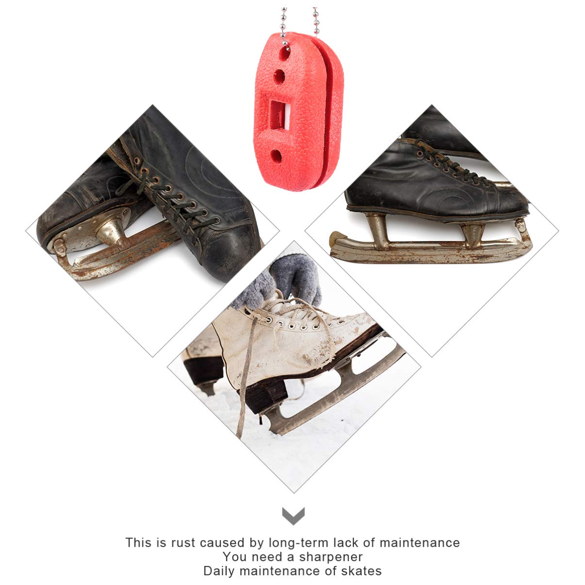 Professional Ice Skate Sharpener Tool - Diamond & White Sandstone Hockey Skate Blade Conditioner for Ice Skates, Hockey Skates & Skateboard Shoes - Perfect for Home Rink Maintenance & Pro-Level Performance