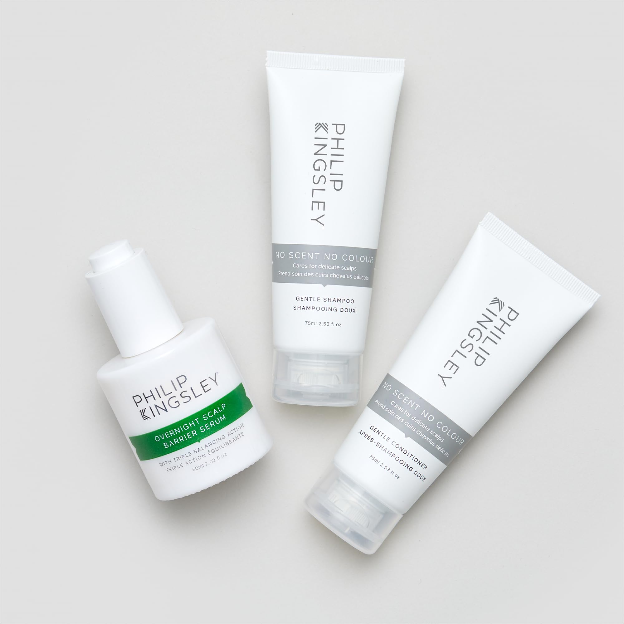 Philip Kingsley Scalp Care Discovery Kit - Fragrance-Free Shampoo & Conditioner + Overnight Scalp Serum for Sensitive Scalp | Soothe Irritation & Strengthen Hair | Perfect for Dry, Itchy Scalp & Hair Repair