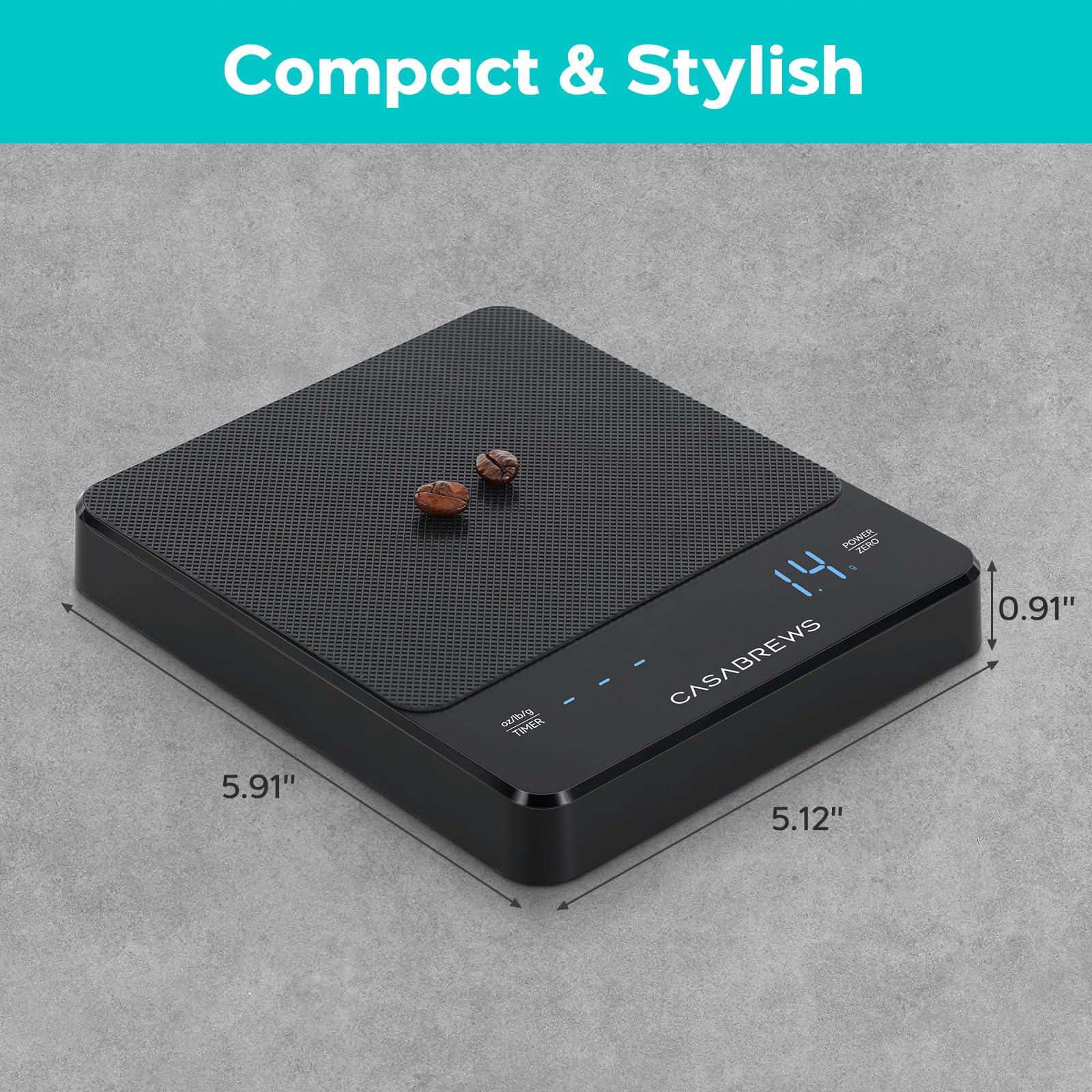 Premium CASABREWS Electric Coffee Grinder with Built-in Digital Scale - Fresh Ground Coffee for Espresso, French Press & Pour Over - Perfect for Home Baristas & Coffee Enthusiasts