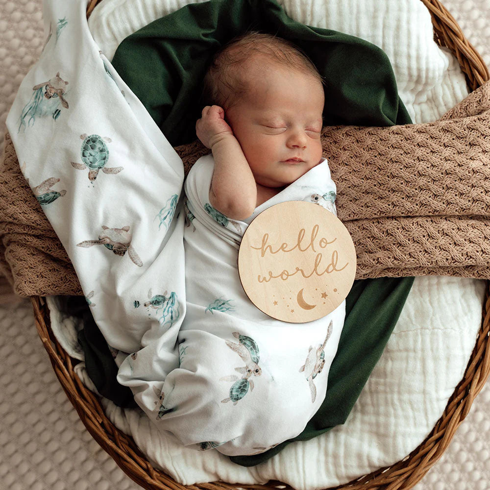 Snuggle Hunny Baby Jersey Wrap & Beanie Set - Soft Turtle Design for Newborns - Perfect for Photo Shoots, Gifts & Cozy Outings