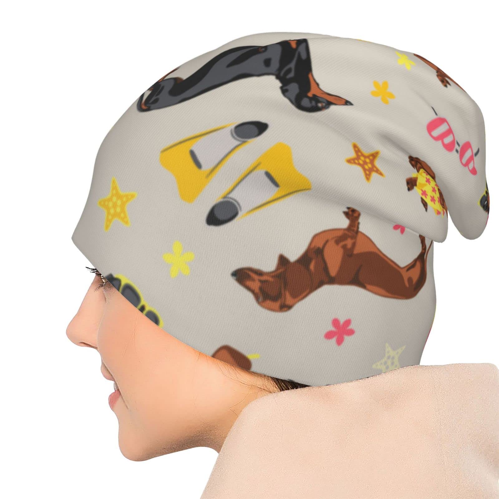 Cute Dachshund Sausage Dog Beanie Hat - Warm Slouchy Knit Skull Cap for Men & Women - Perfect Winter Gift & Outdoor Activities Accessory