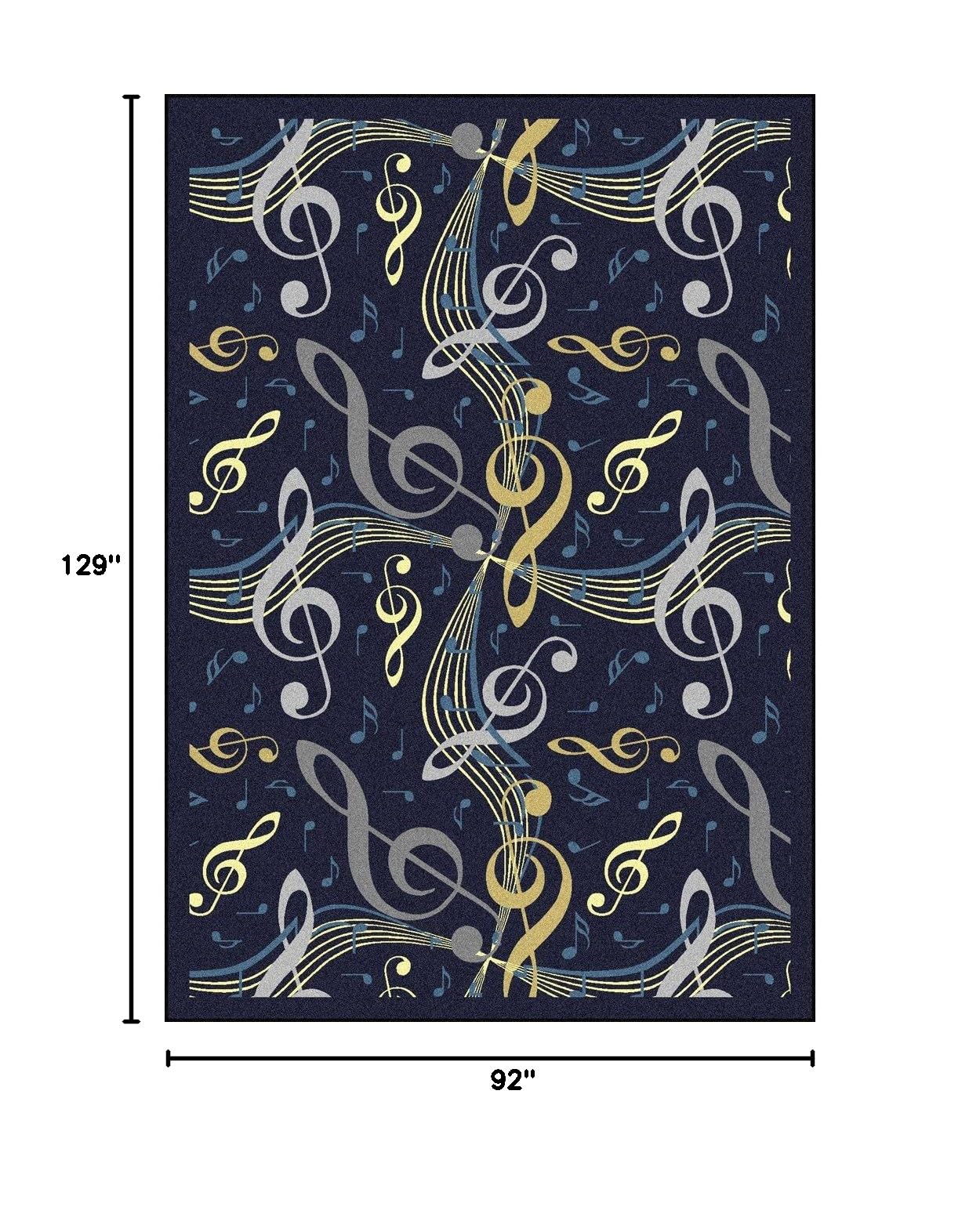 Joy Carpets Kid Essentials Music & Special Needs Virtuoso Rug - Navy Blue 7'8