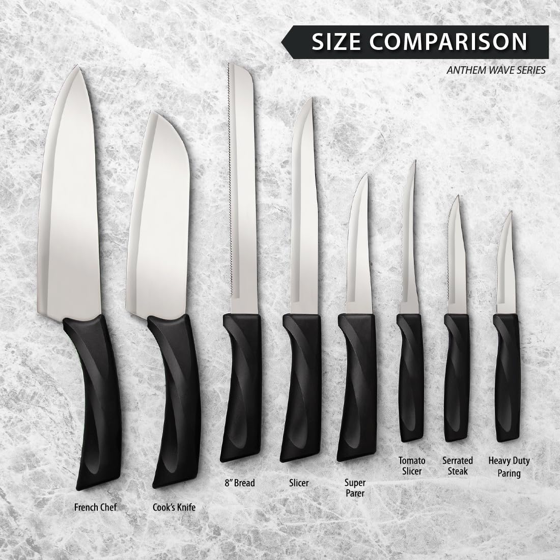Rada Cutlery Anthem Series Heavy Duty Paring Knife - 3.5 Inch Sharp Kitchen Knife with Ergonomic Black Handle for Peeling, Slicing, and Precision Cutting Fruits Vegetables