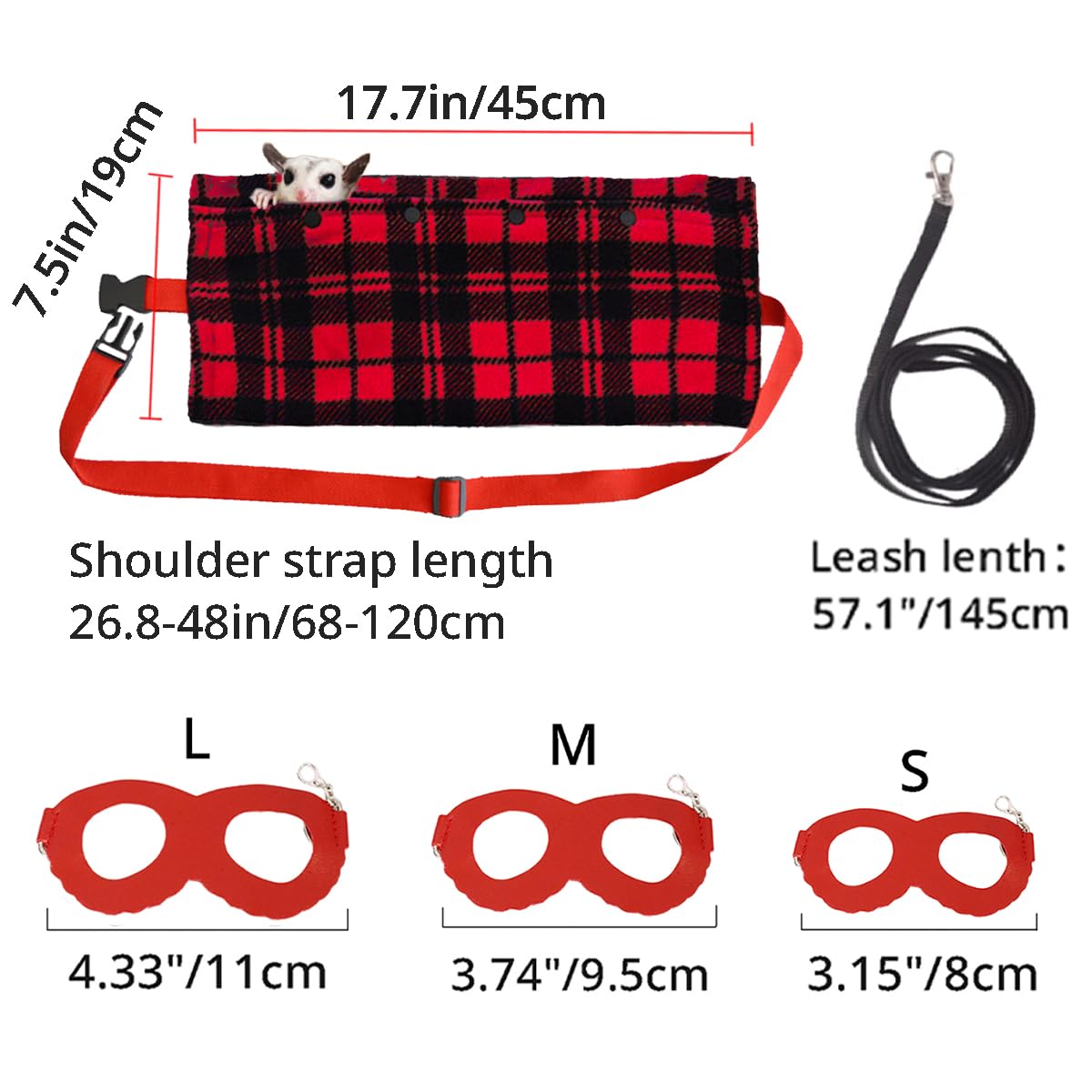 MANON ROSA Sugar Glider Pouch - Small Animal Carrier Bag with Adjustable Harness for Reptile Pets, Bearded Dragons & Lizards - Portable Bonding Sling & Backpack Accessories for Outdoor Travel, Walking & Resting - Perfect for Vet Visits, Park Adventures & Home Comfort (Red)