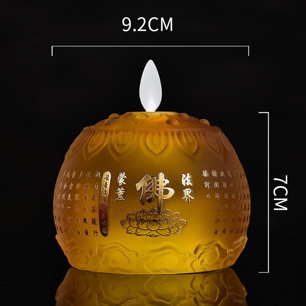 1 Pair 9.2cm Electric LED Buddha Lotus Lamp - Temple Candle Light for Meditation, Altar Decor & Buddhist Home Supplies