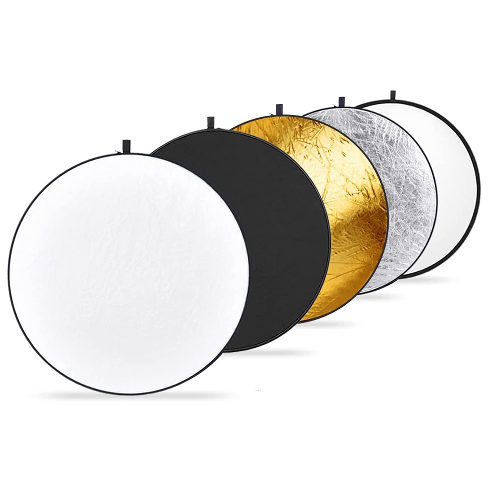 NEEWER 32 Inch/80cm 5-in-1 Collapsible Light Reflector Diffuser Disc Kit with Carry Bag - Translucent, Silver, Gold, White & Black for Studio Photography, Portrait Lighting, Outdoor Shooting and YouTube Videos