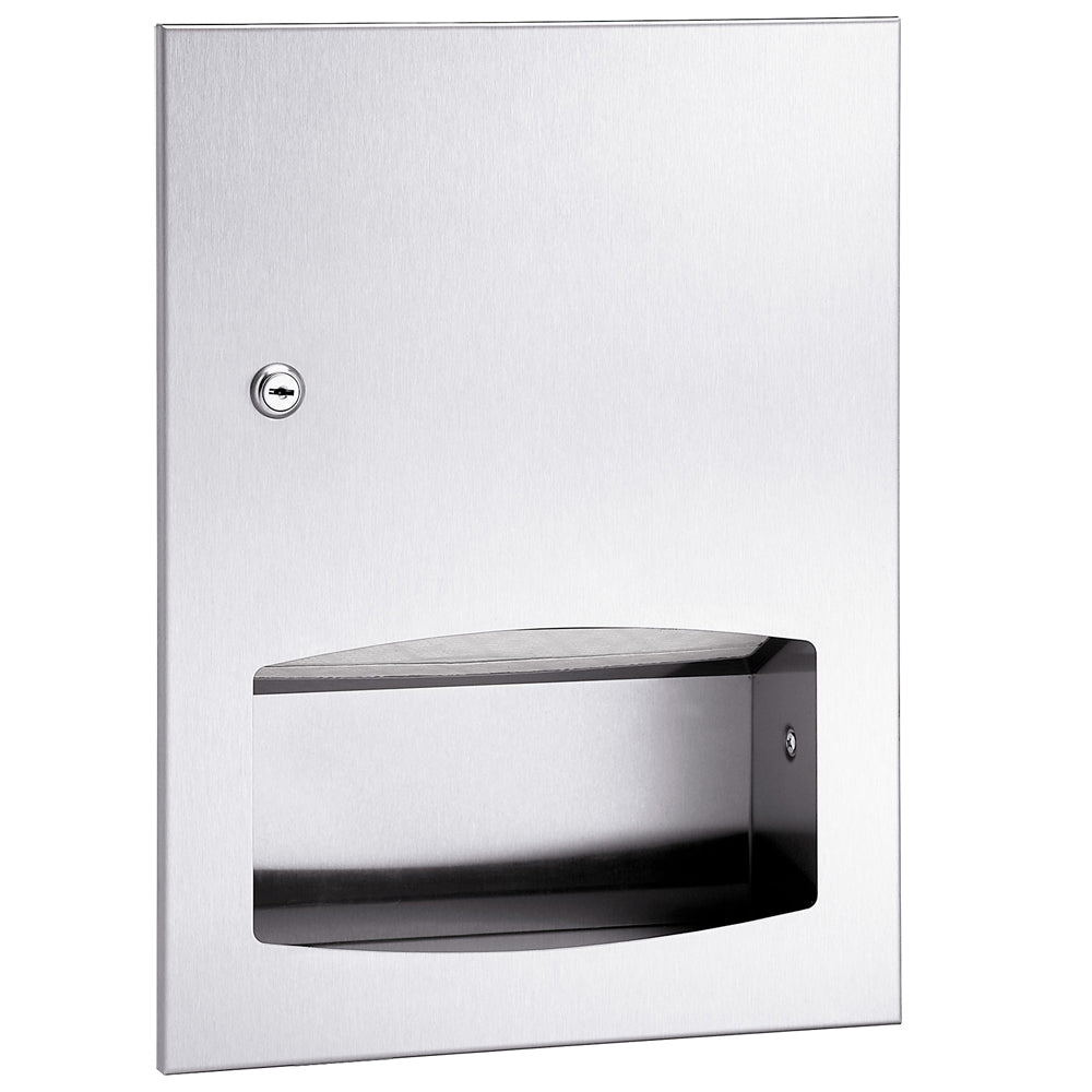 Bradley 2442 Semi-Recessed 1000 Towel Dispenser - Holds 400 Multi-Fold & 300 C-Fold Paper Towels for Commercial Restrooms & Healthcare Facilities