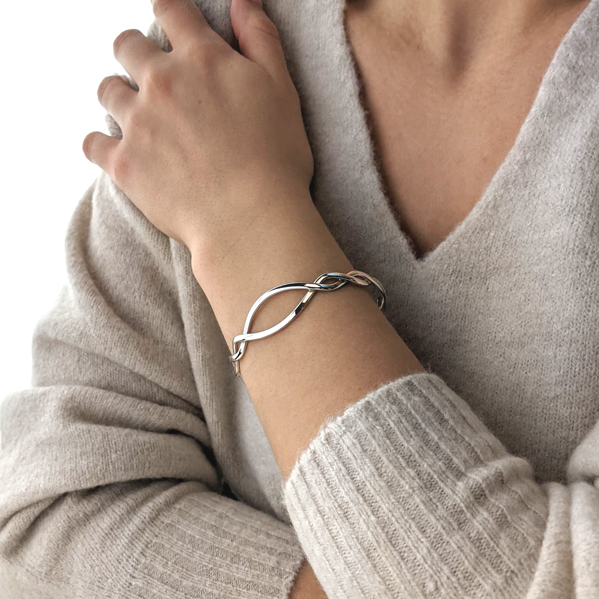 Celtic Sterling Silver Bracelet for Women - Adjustable Braided Irish Knot Bangle - Best Friend & Bridesmaid Gift - Elegant Jewelry for Weddings, Anniversaries & Special Occasions