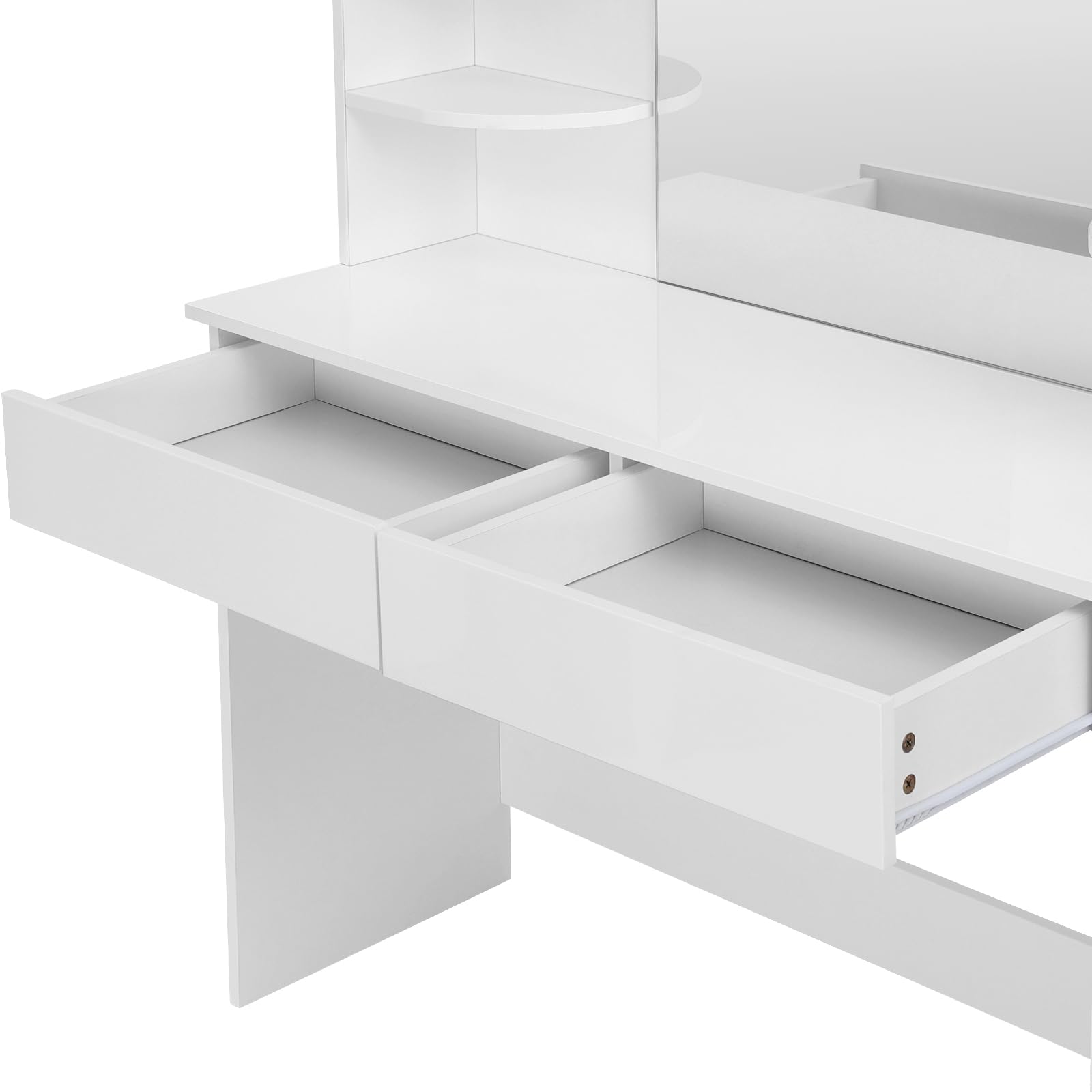 WOLTU White Makeup Vanity with Stool & Mirror, 2 Drawers & 4 Shelves - Perfect for Home Beauty Salon