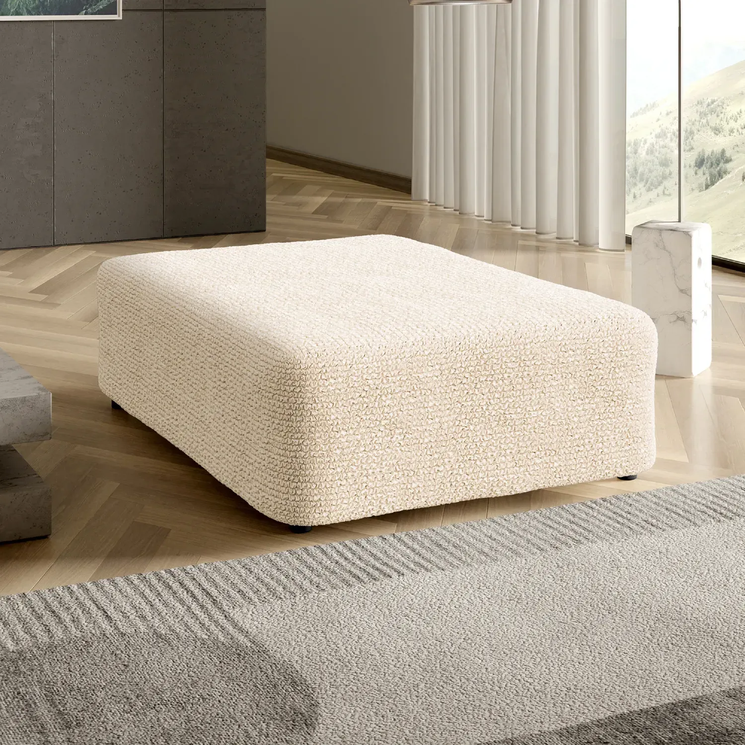 Large Ottoman Slipcover - Microfiber Collection for Living Room, Bedroom & Home Decor | Washable & Durable Furniture Cover
